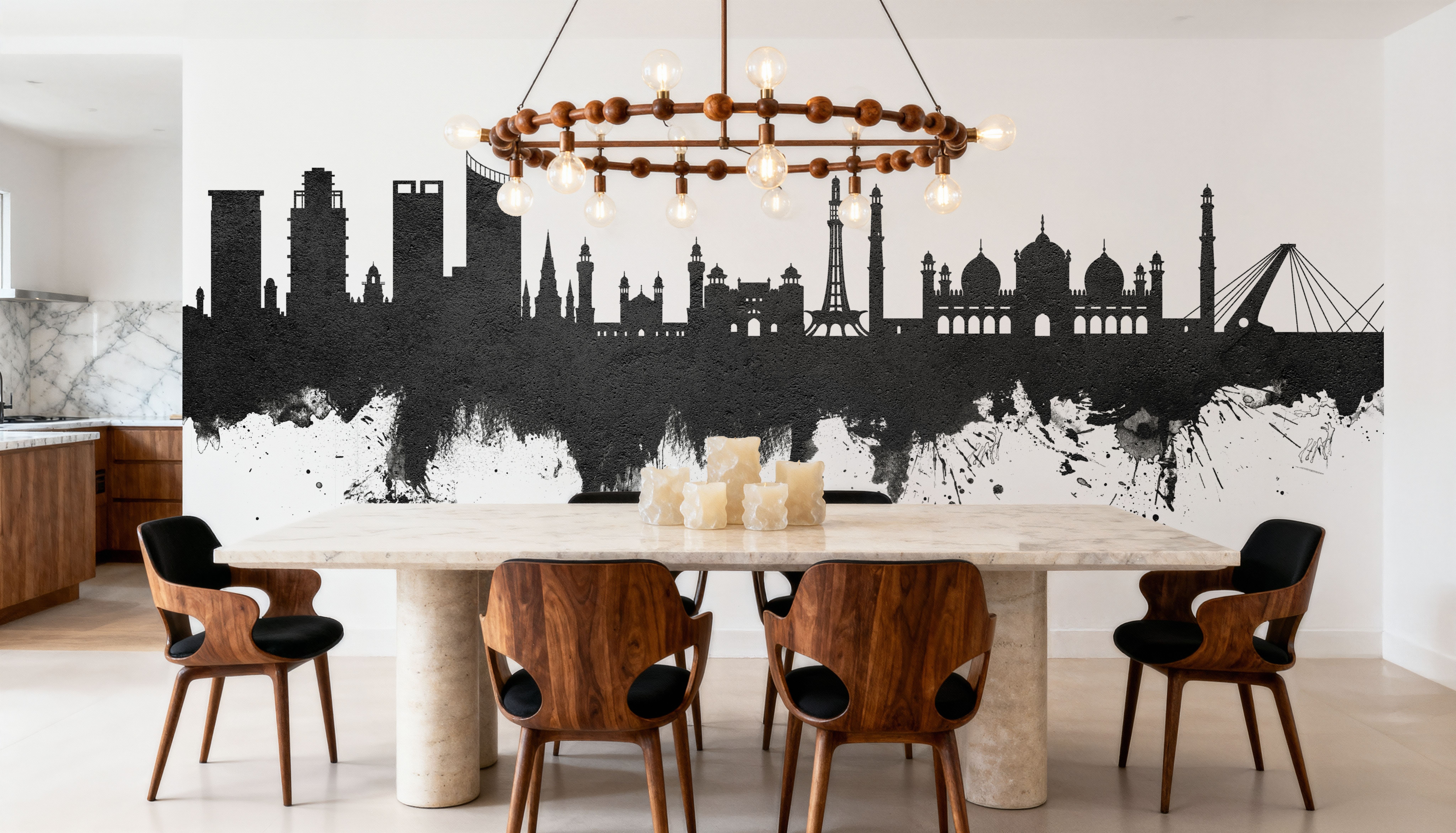 Lahore Pakistan Skyline Black & White, Papier peint