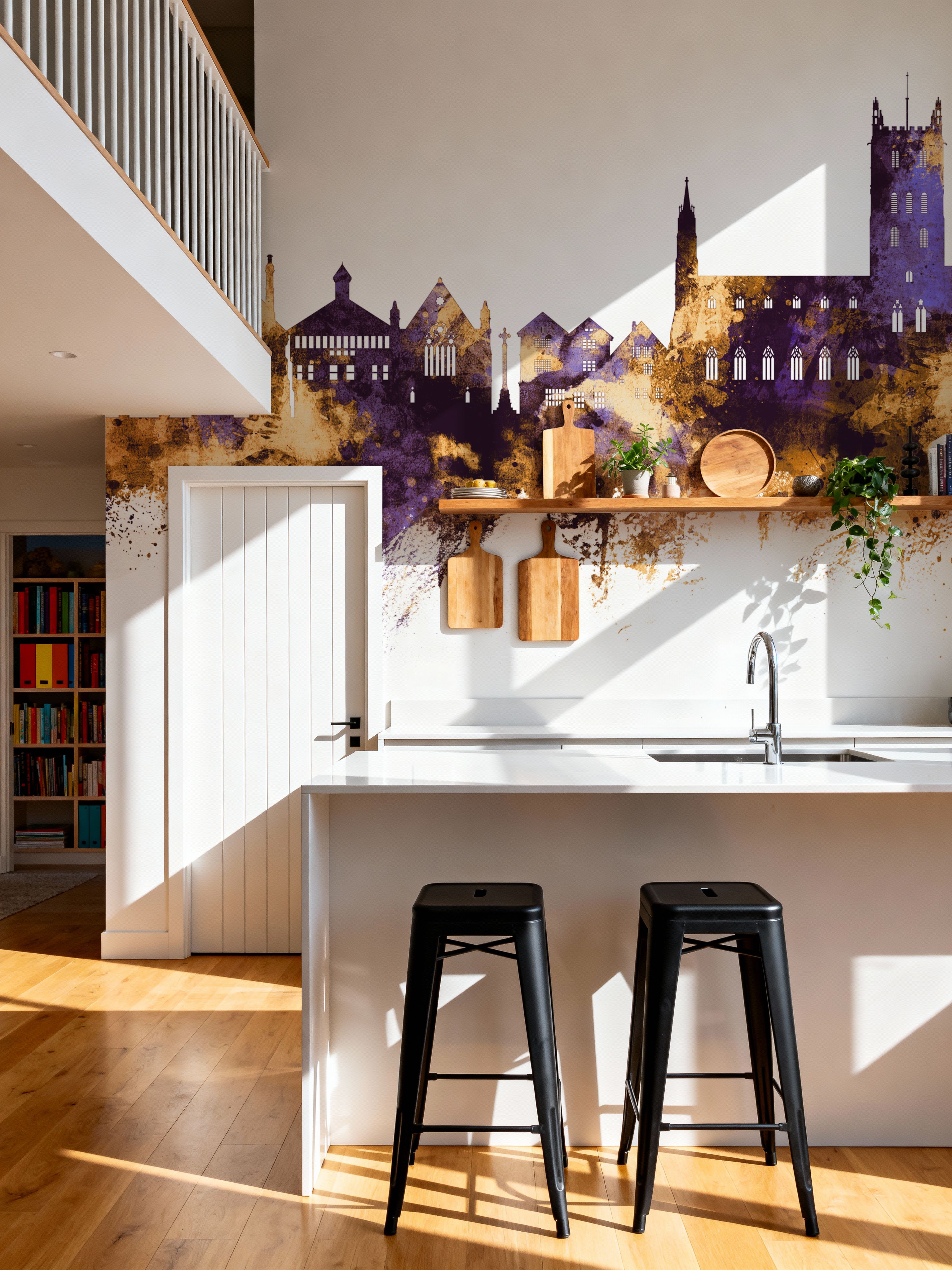 Tewkesbury England Skyline Purple & Gold