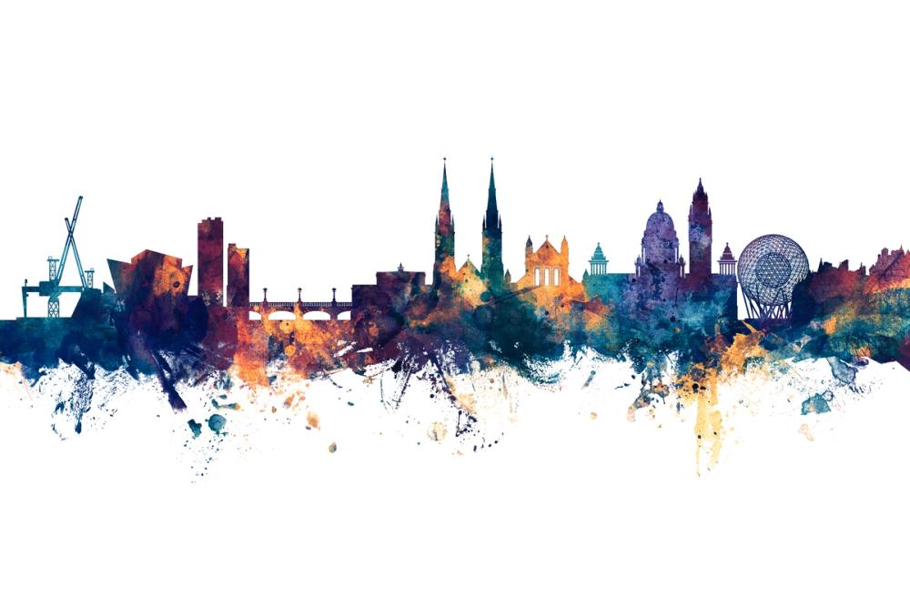 Belfast Northern Ireland Skyline Blue & Bronze