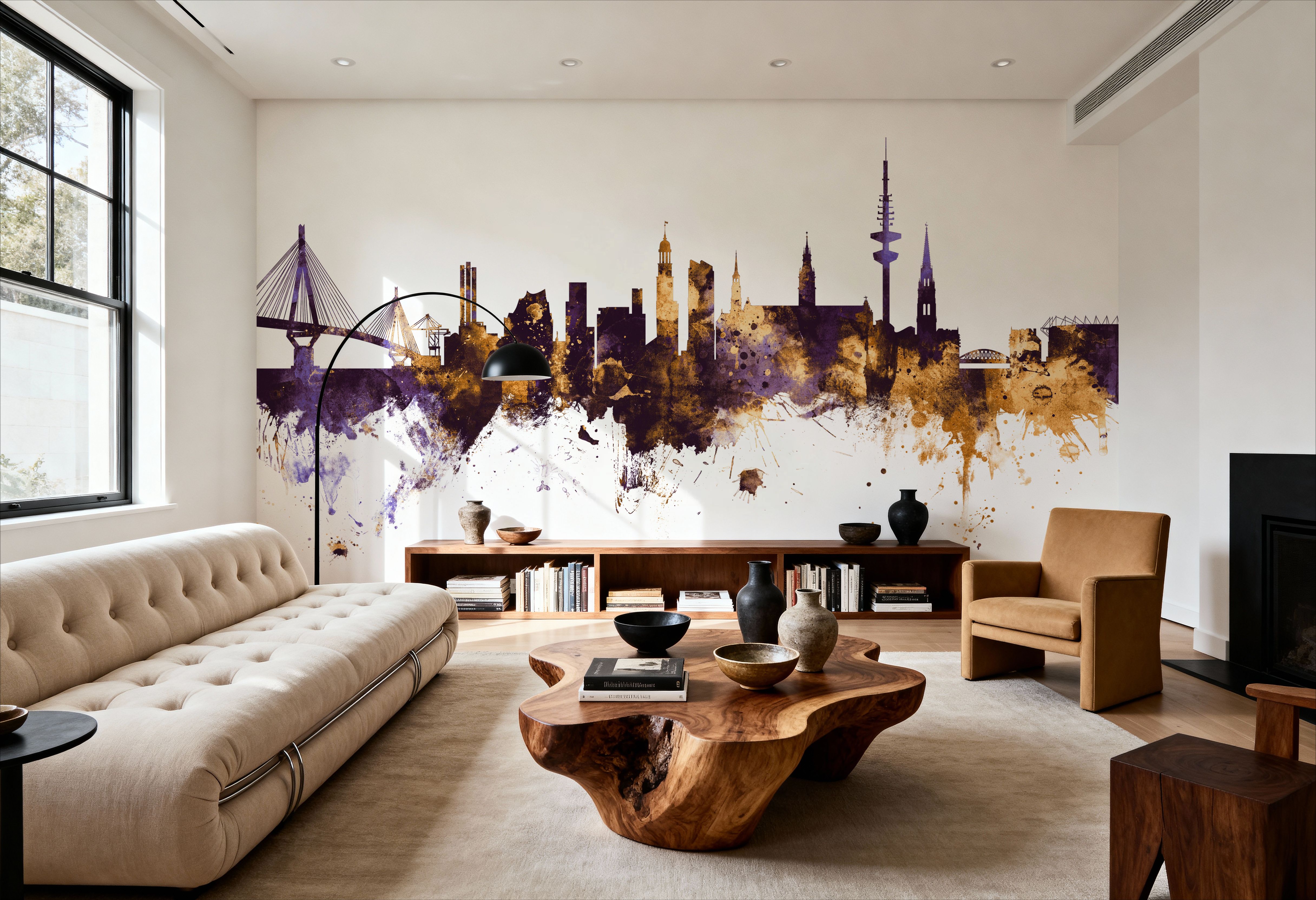 Hamburg Germany Skyline Purlpe & Gold