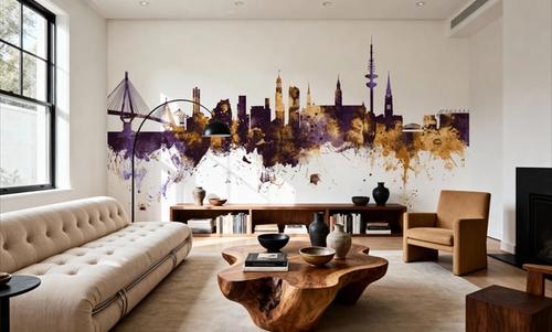 Hamburg Germany Skyline Purlpe & Gold