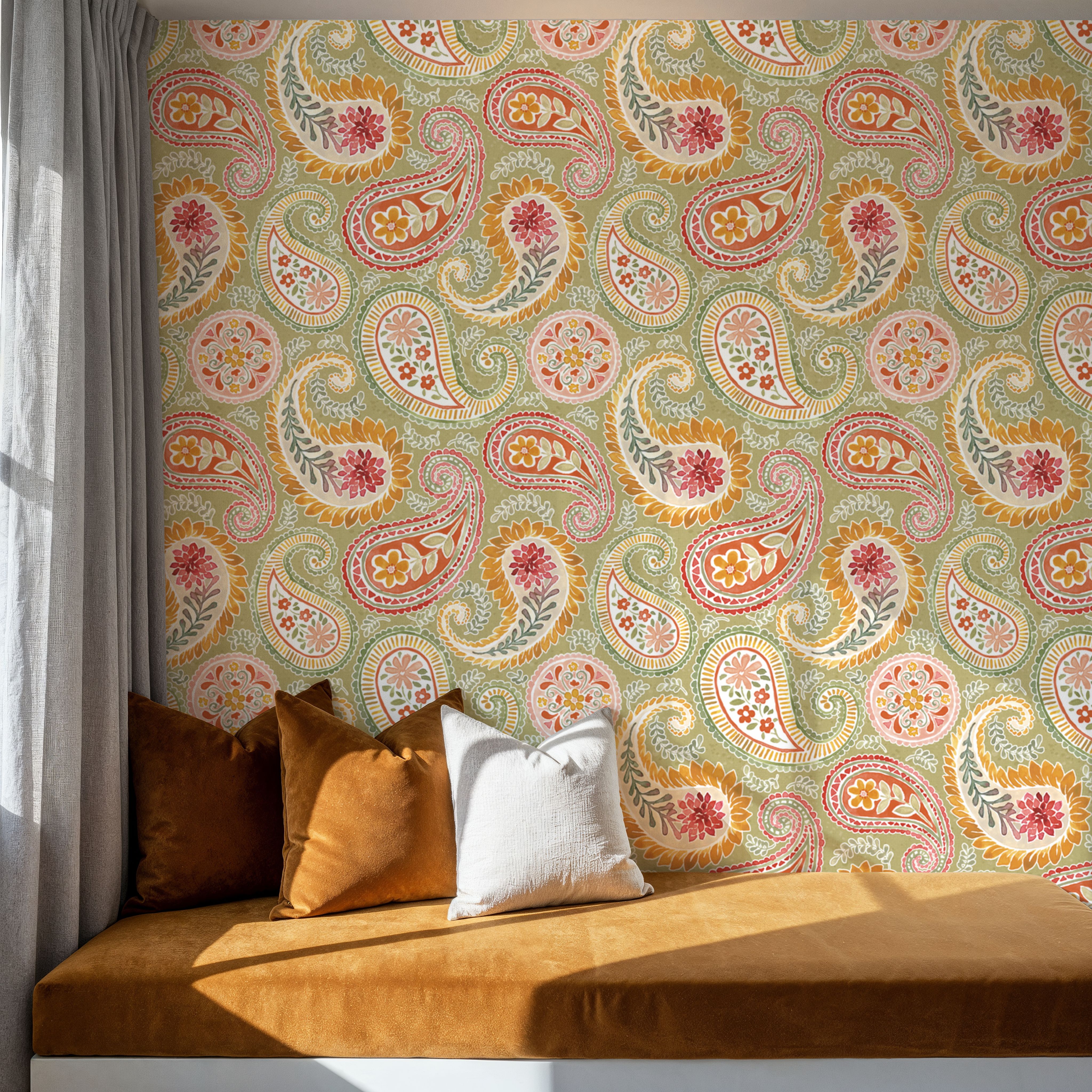 Harvest Paisley Swamp Green