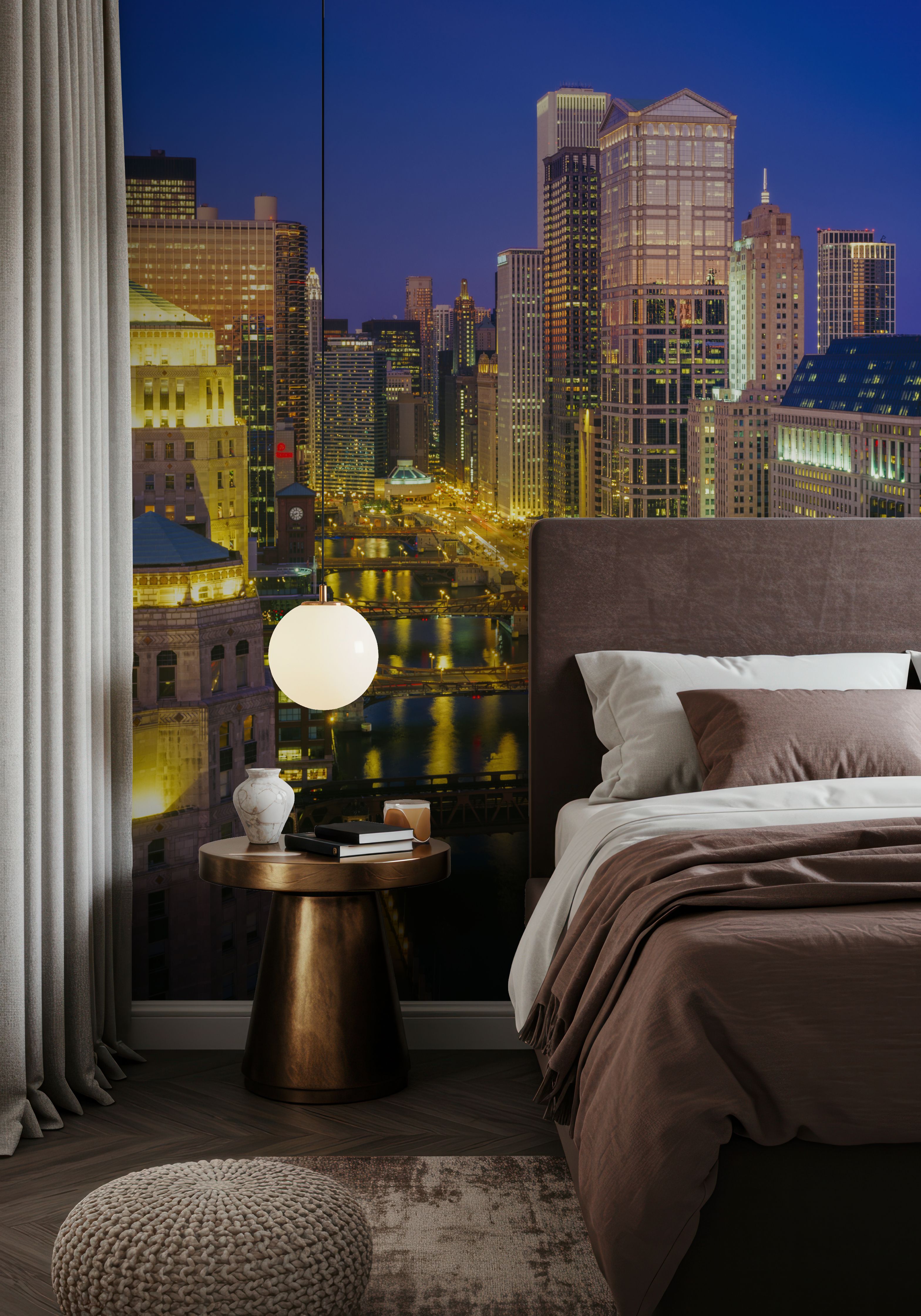 Wall Mural - Luminous Metropolis - Hallway staircases - Wallism US - Premium, Textured or Peel & Stick