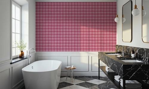 Stripy Gingham, Raspberry