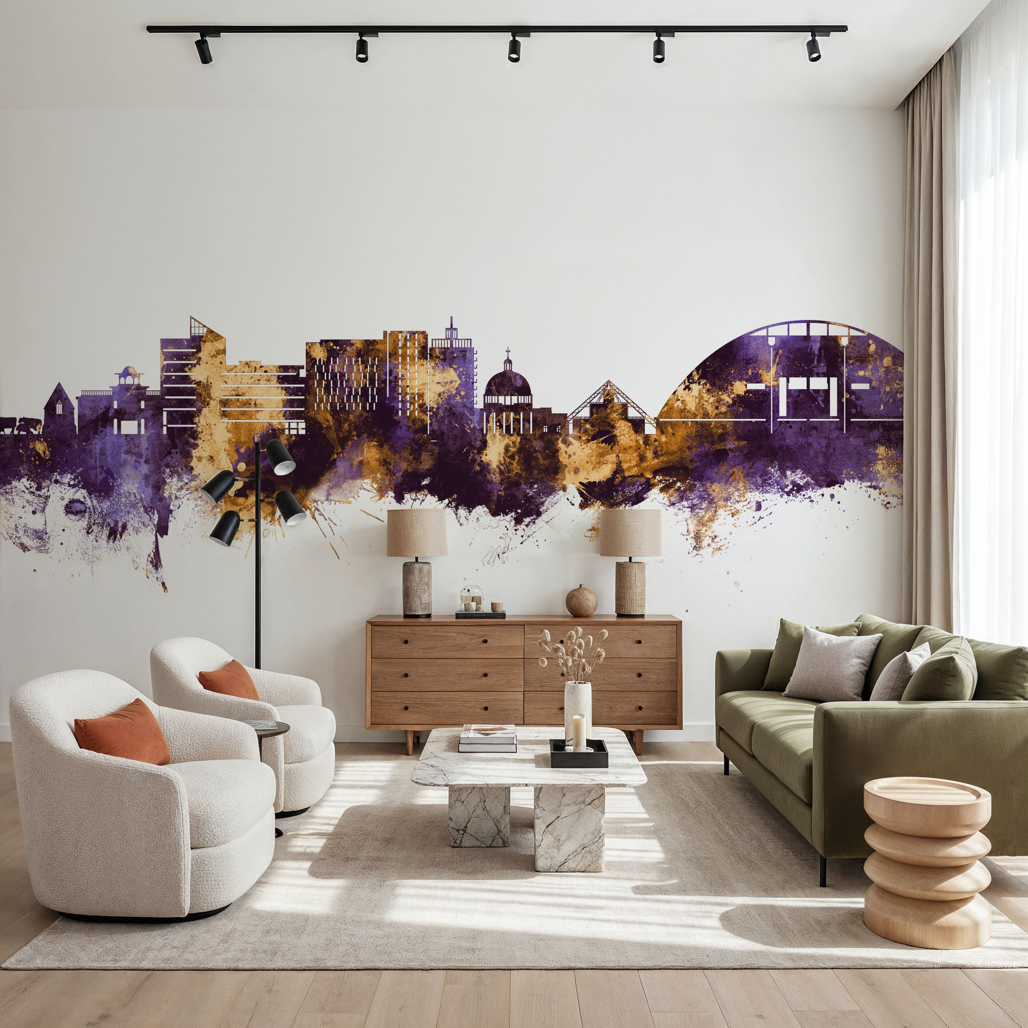Milton Keynes England Skyline Purple & Gold