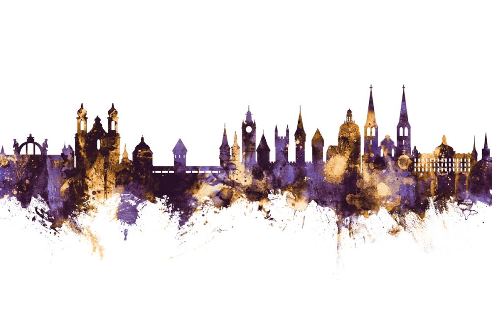 Lucerne Switzerland Luzern Skyline Purple & Gold