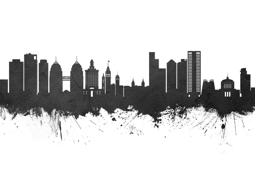 Oakland California Skyline Black & White