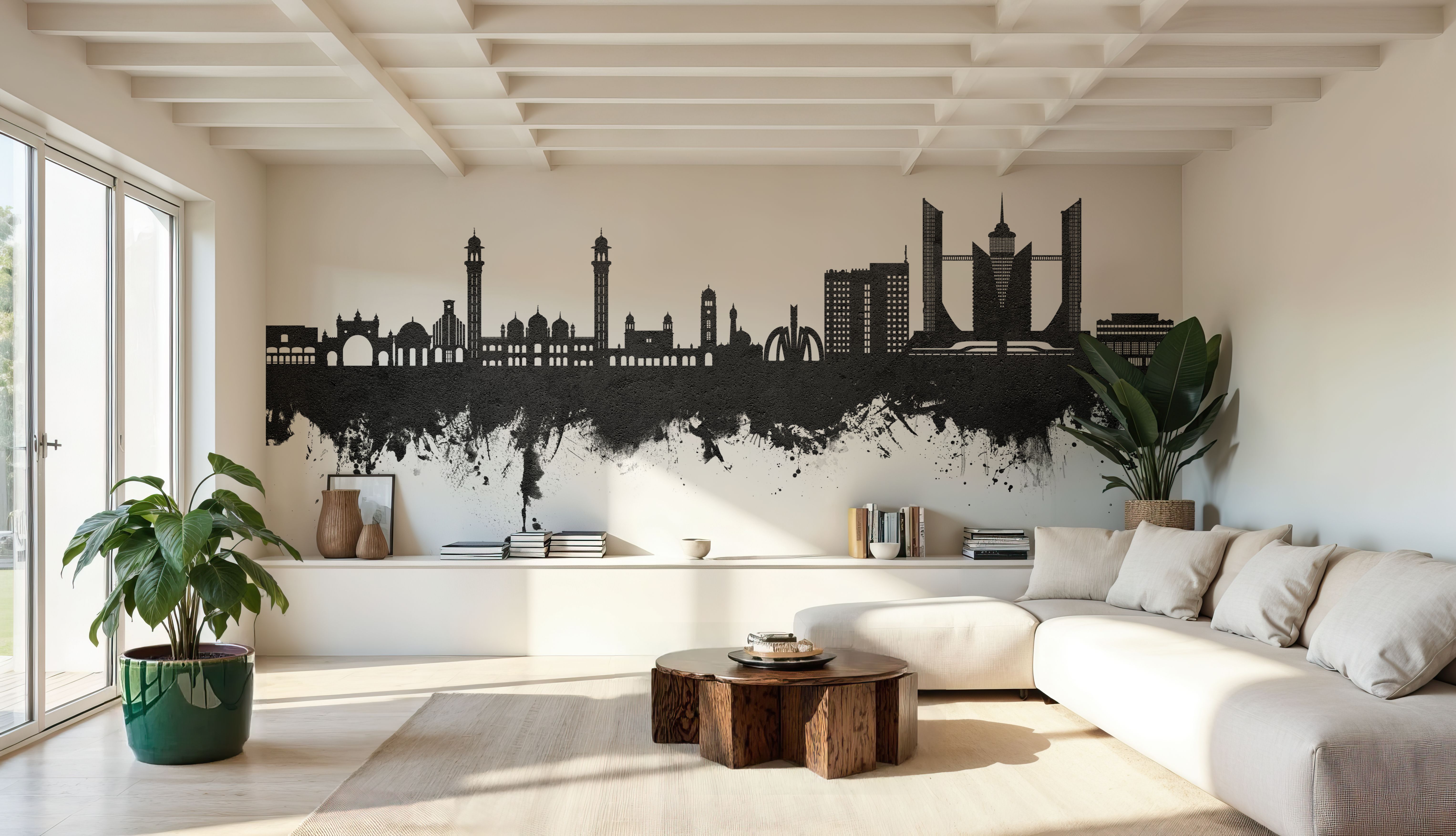 Faislabad Pakistan Skyline Black & White, Wallpaper