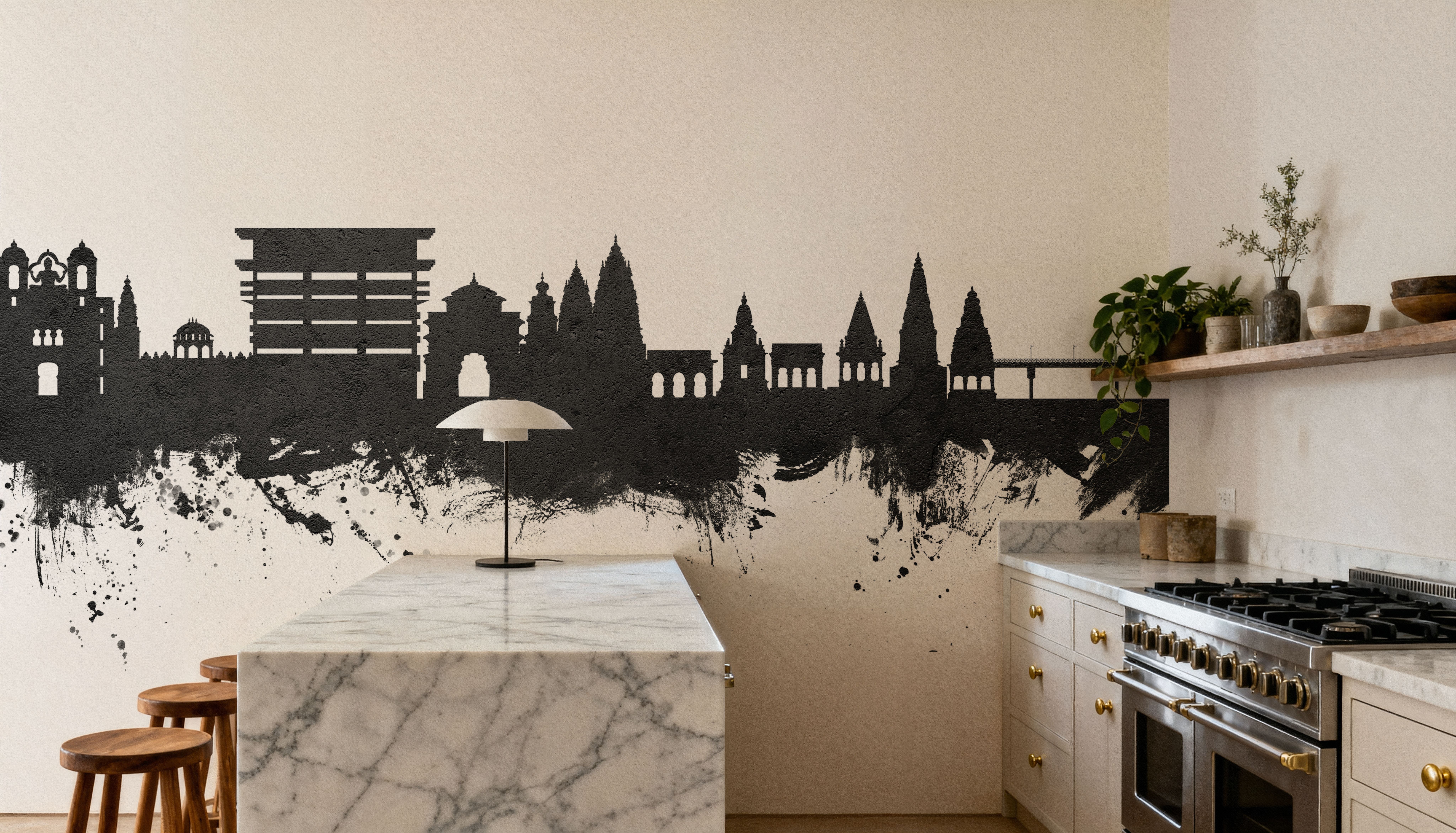 Pandharpur India Skyline Black & White, Wallpaper