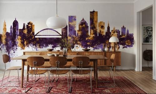 Rochester New York Skyline Purple & Gold
