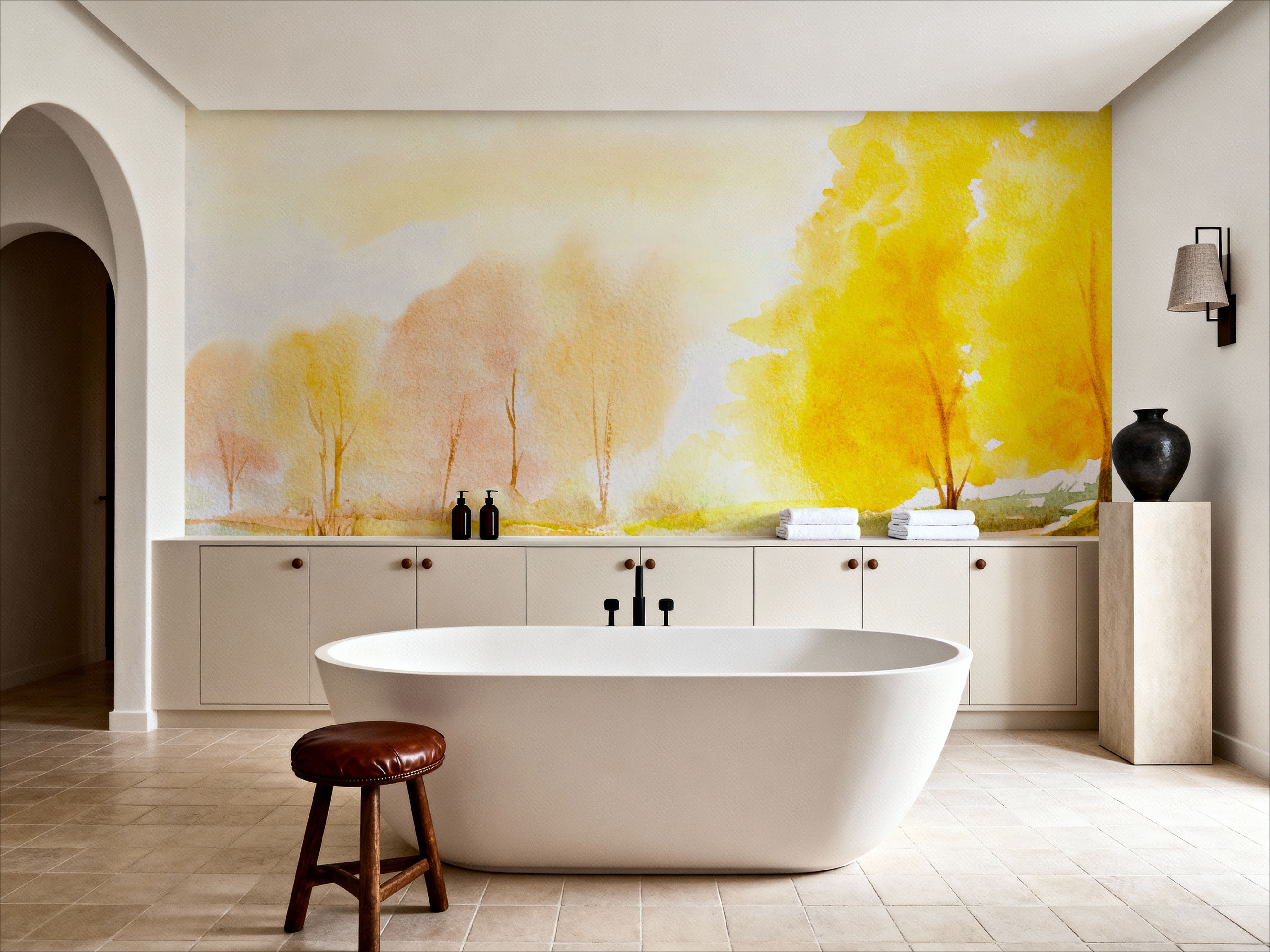 Yellow Autumn Trees, Landscape Painting