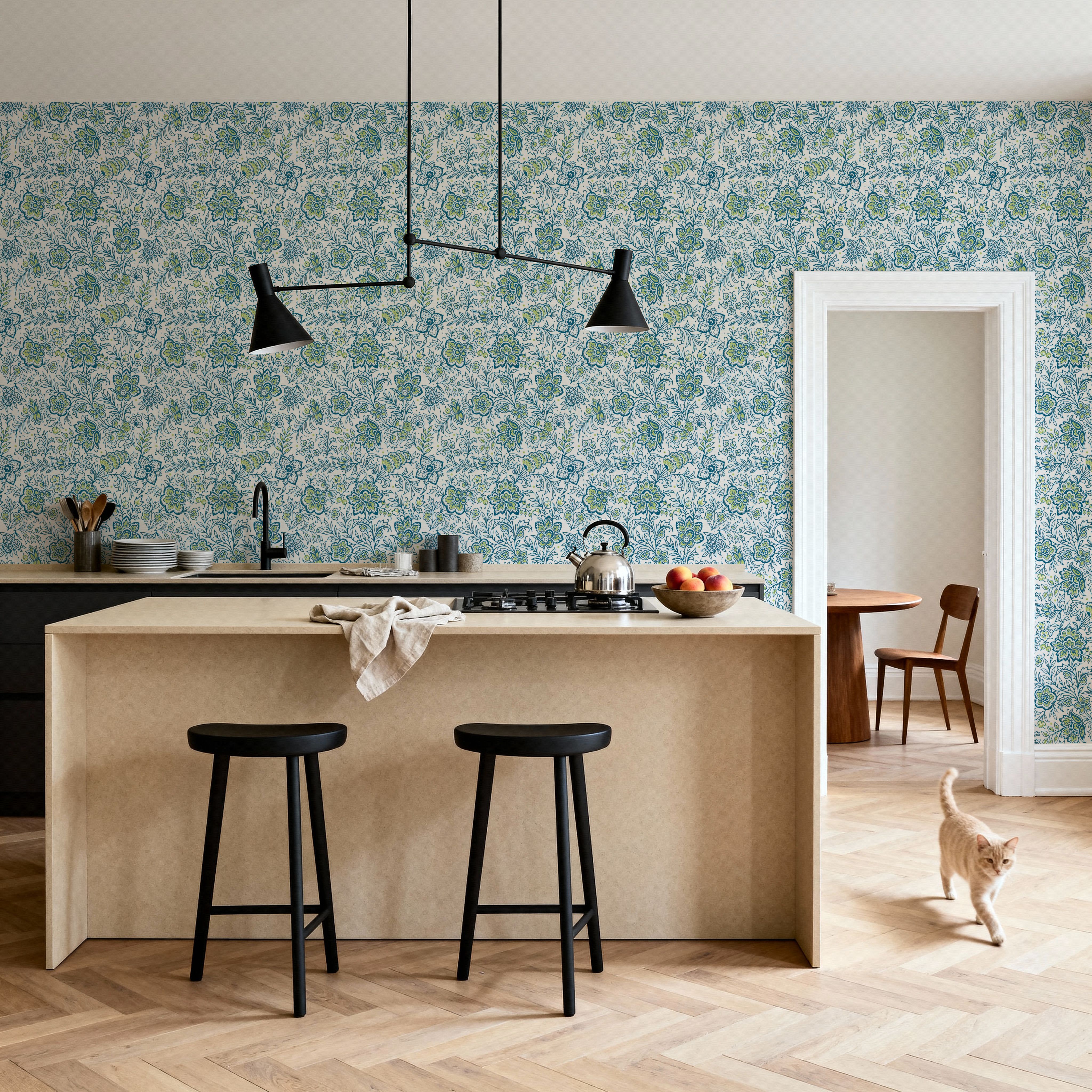 Kala Flowers Blue on White