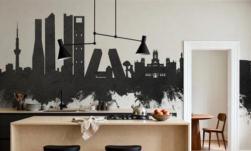 Madrid Skyline Black & White
