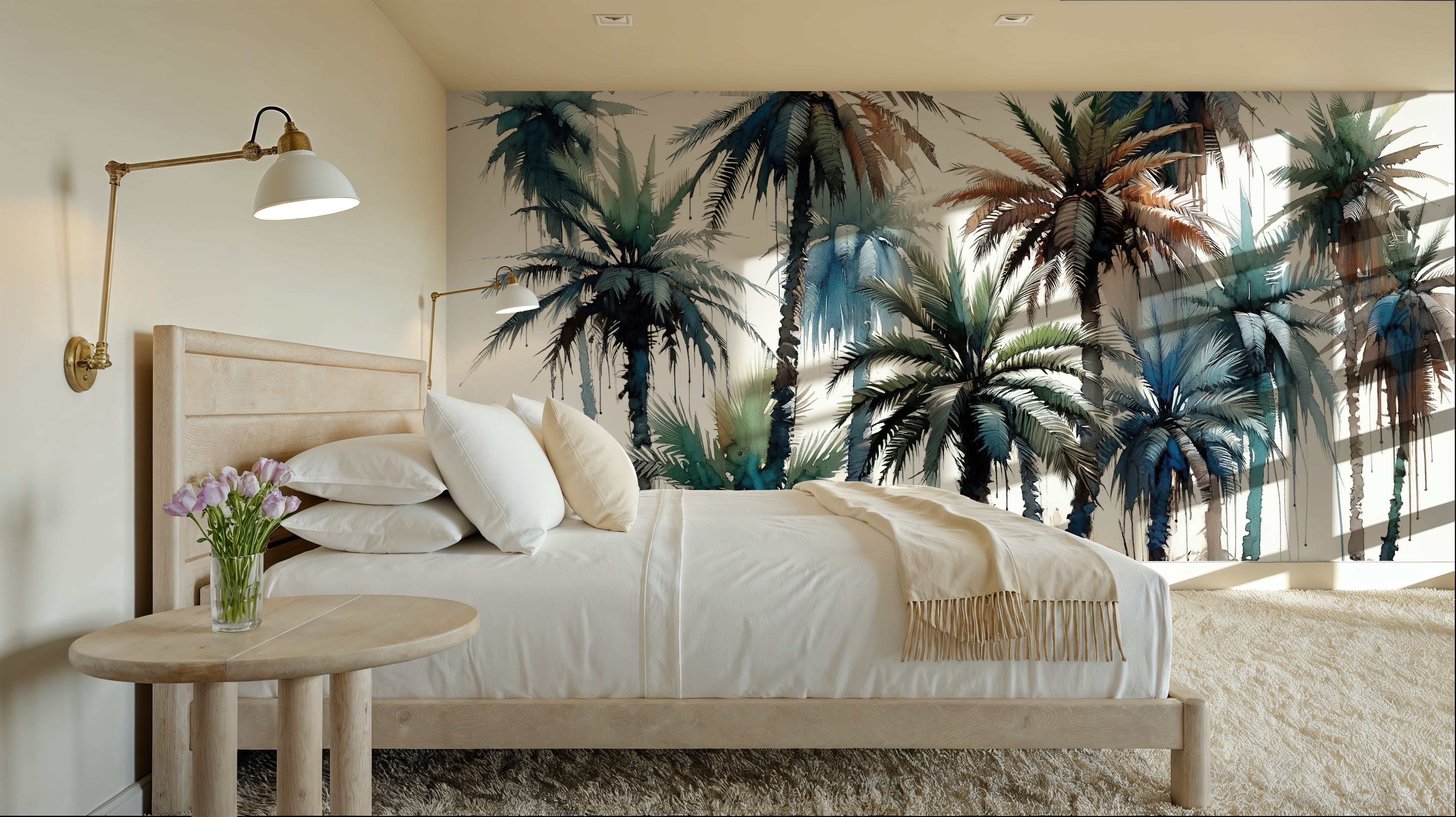 Vibrant Palm Trees in Watercolor