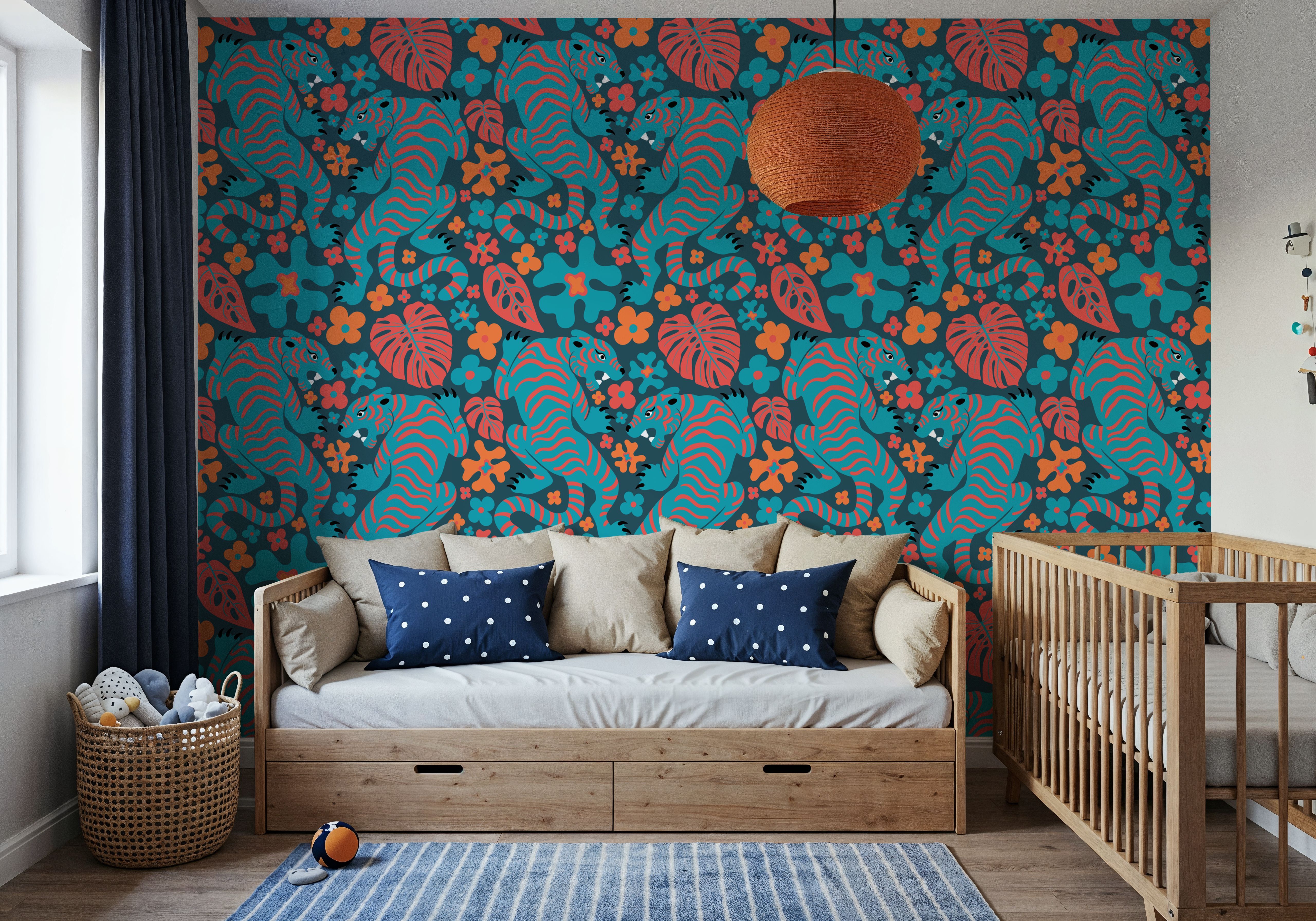 Otomi Cool Tigers, Coral & Teal