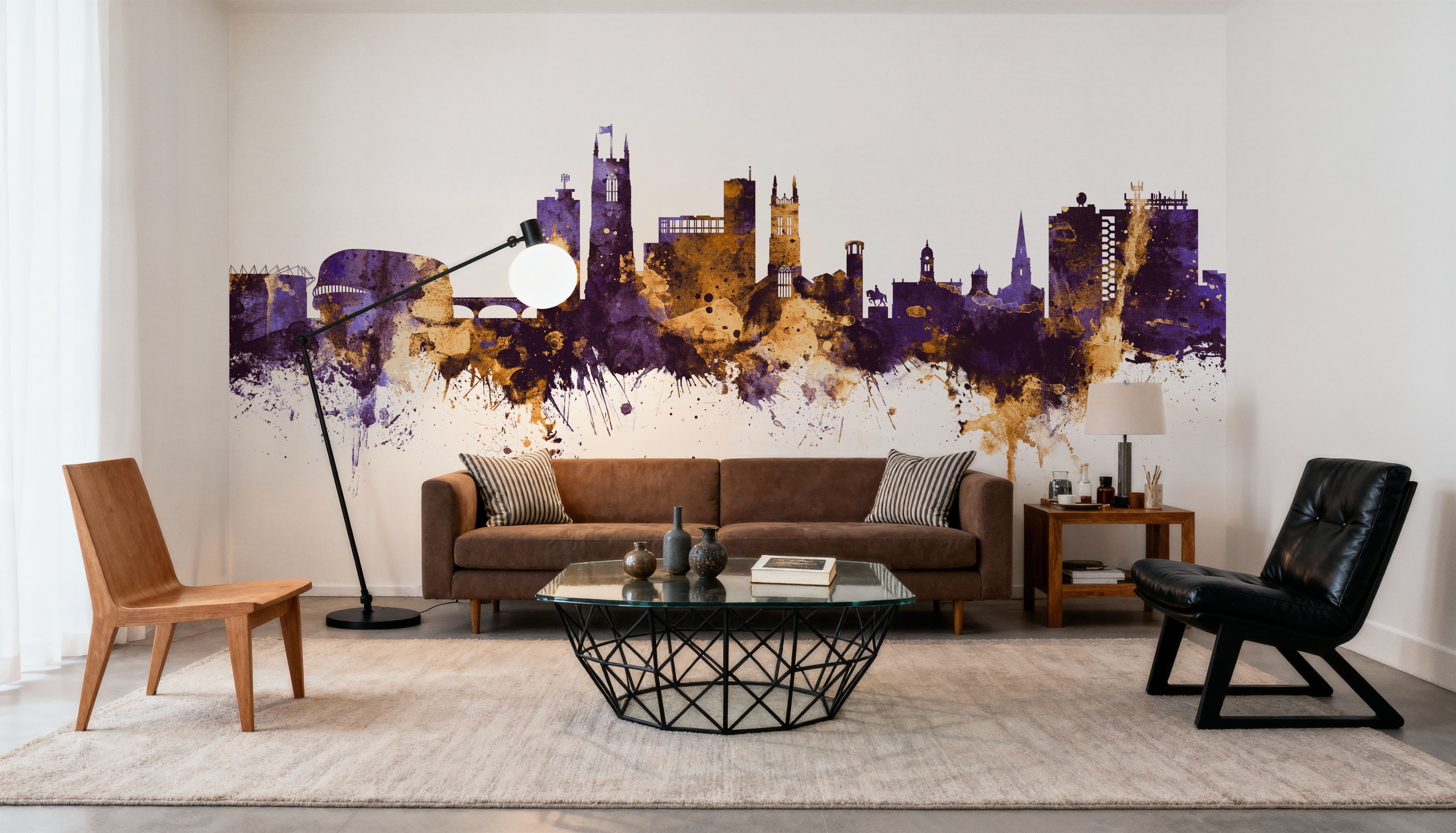 Derby England Skyline Purple & Gold