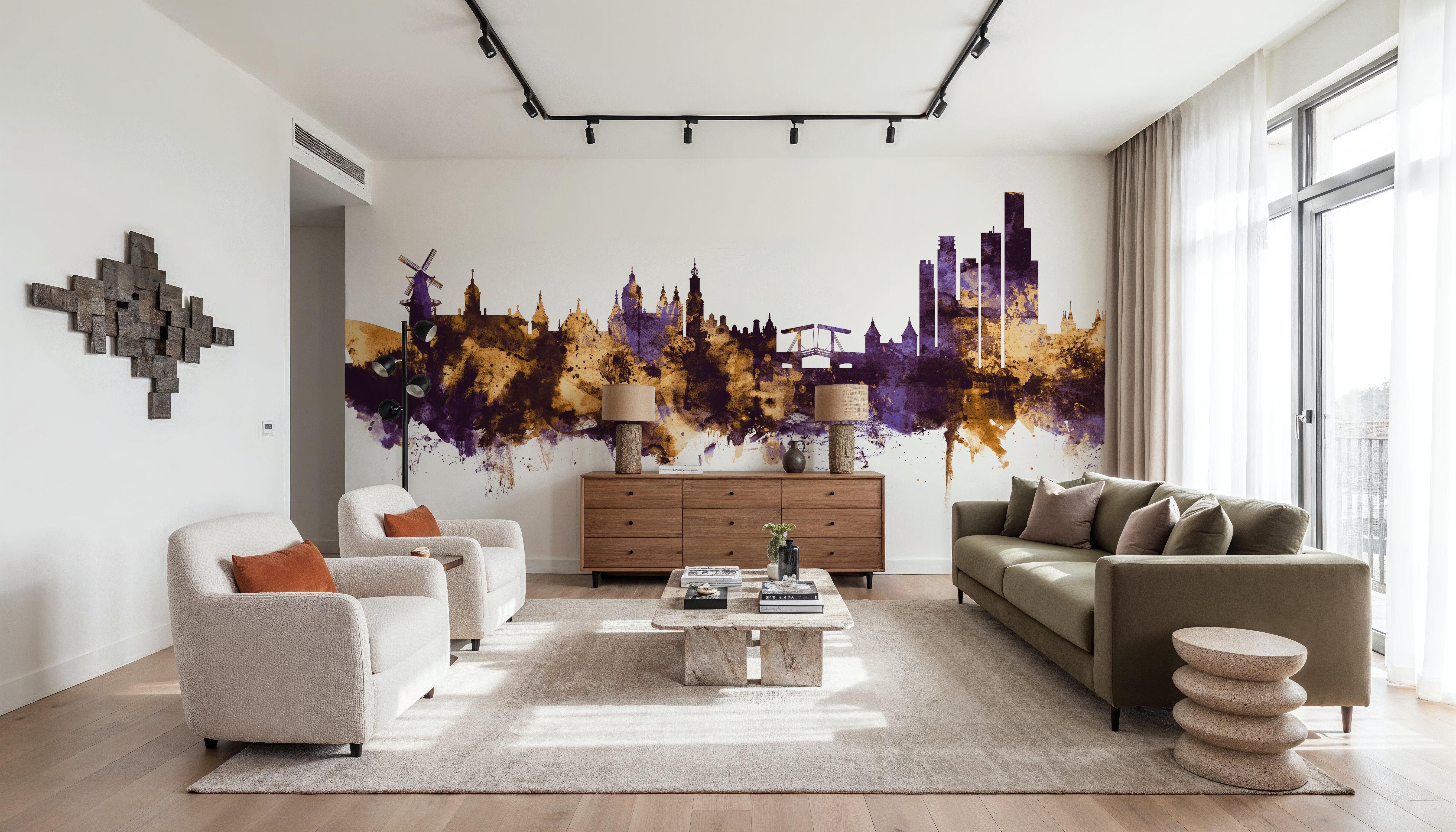 Amsterdam Skyline Purple & Gold