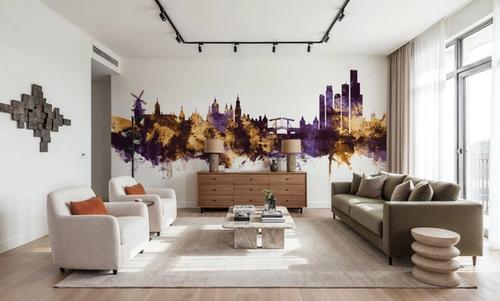 Amsterdam Skyline Purple & Gold