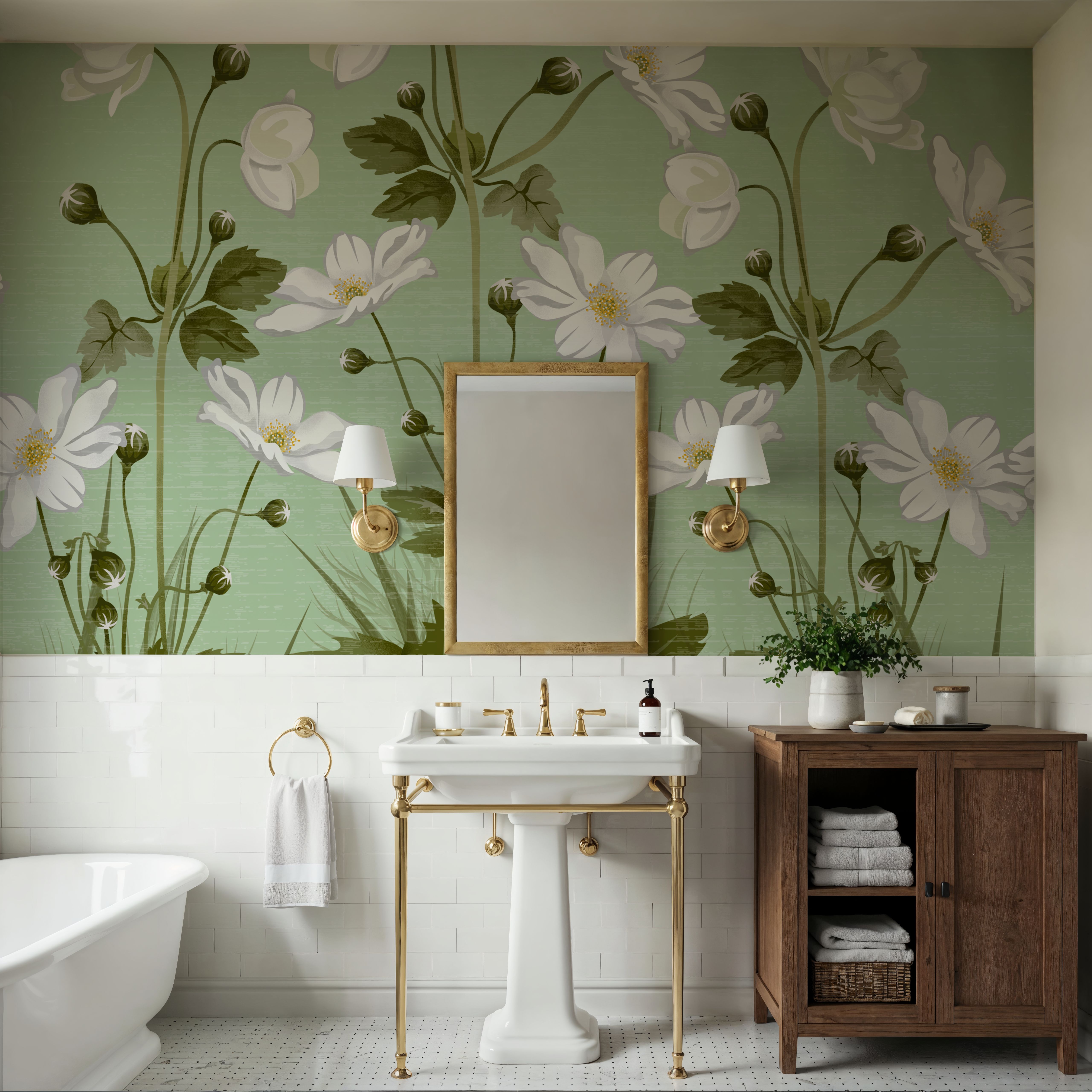 White Anemones, Pistachio