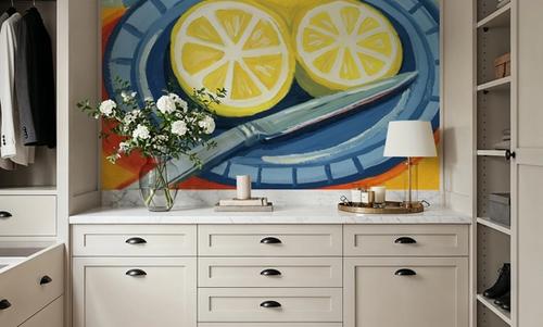 Sliced Lemons on Plates