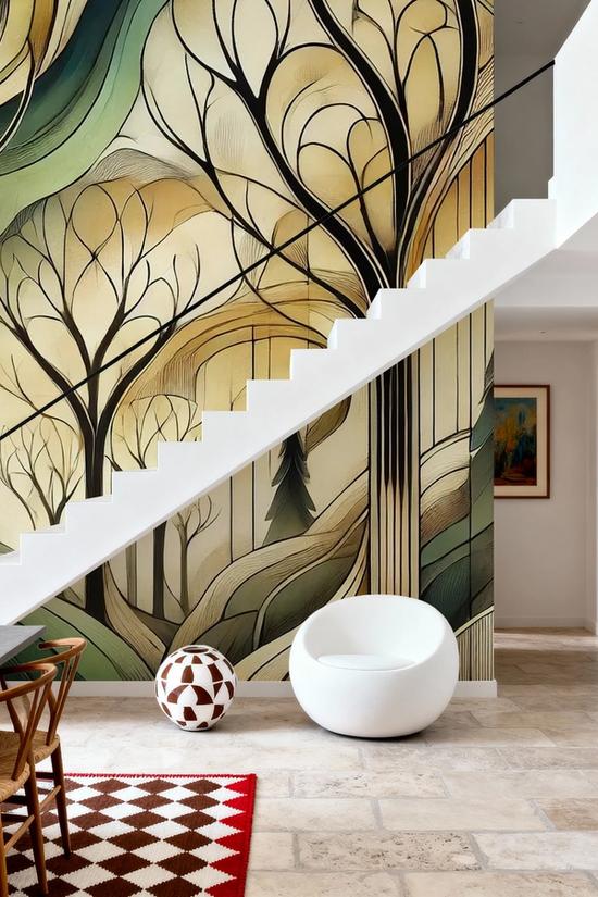 Vintage Treescape Essence in Art Deco