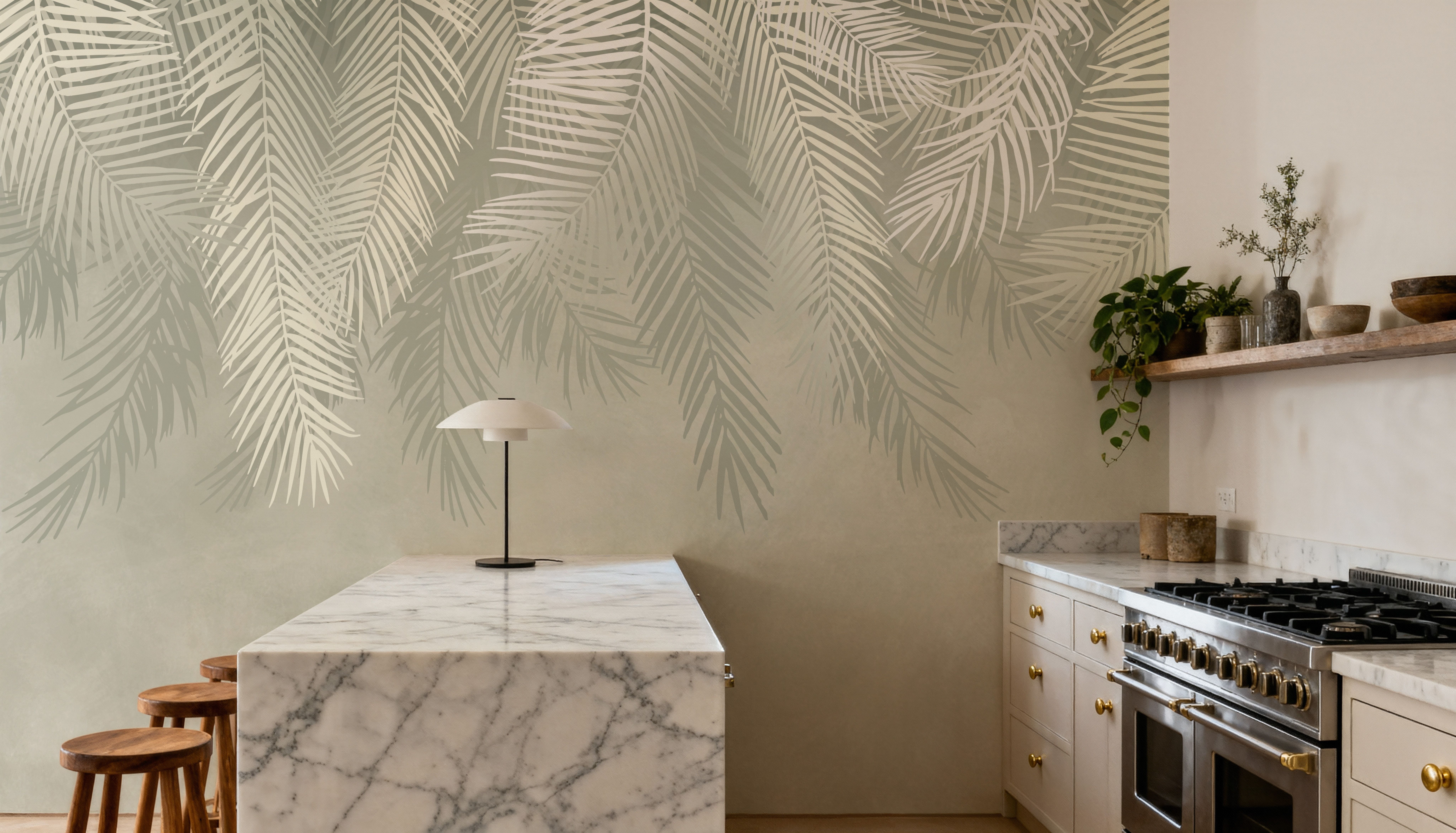 Palms Above, Mint Green