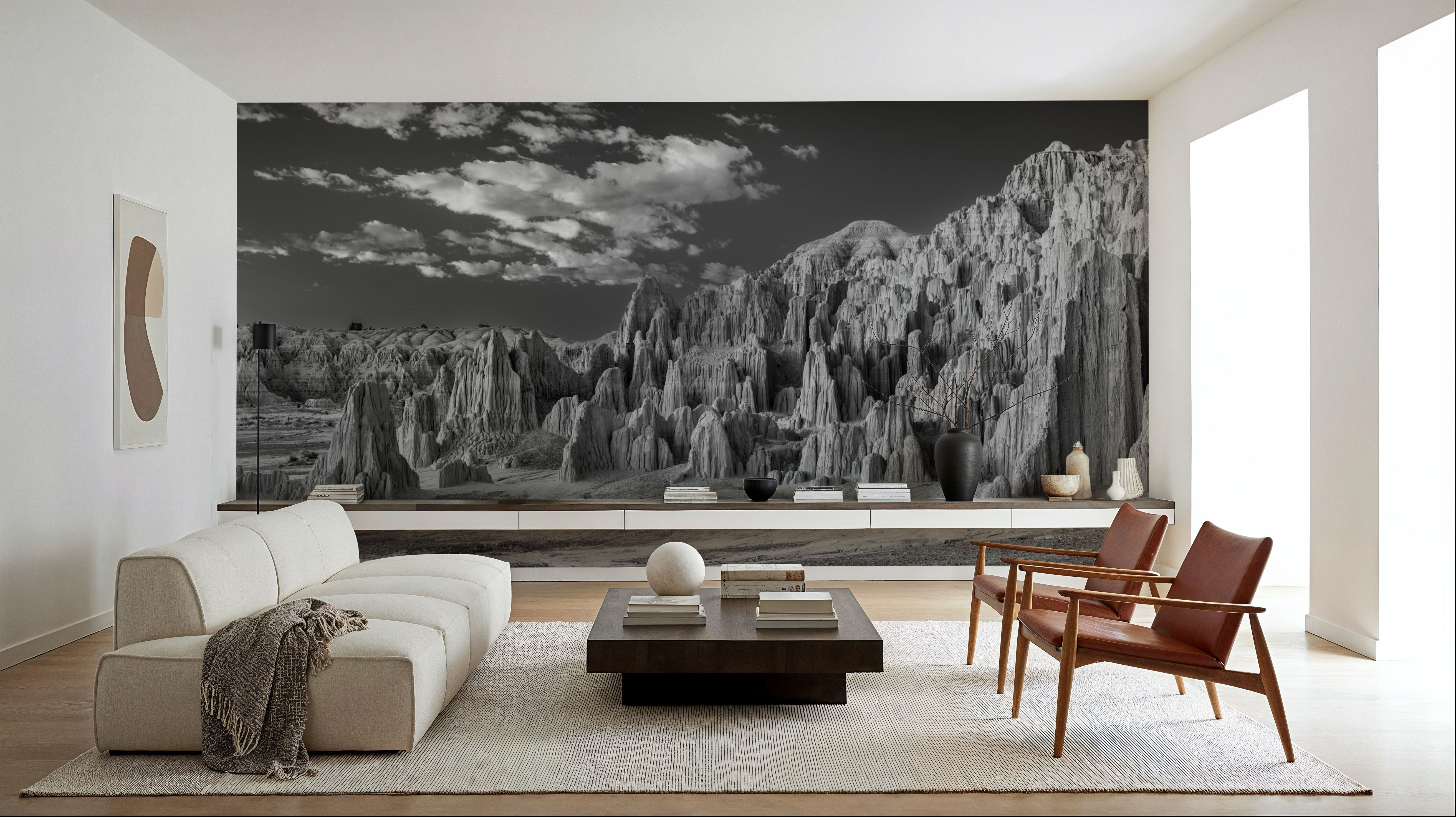 Cathedral Gorge, Black and White, Wallpaper