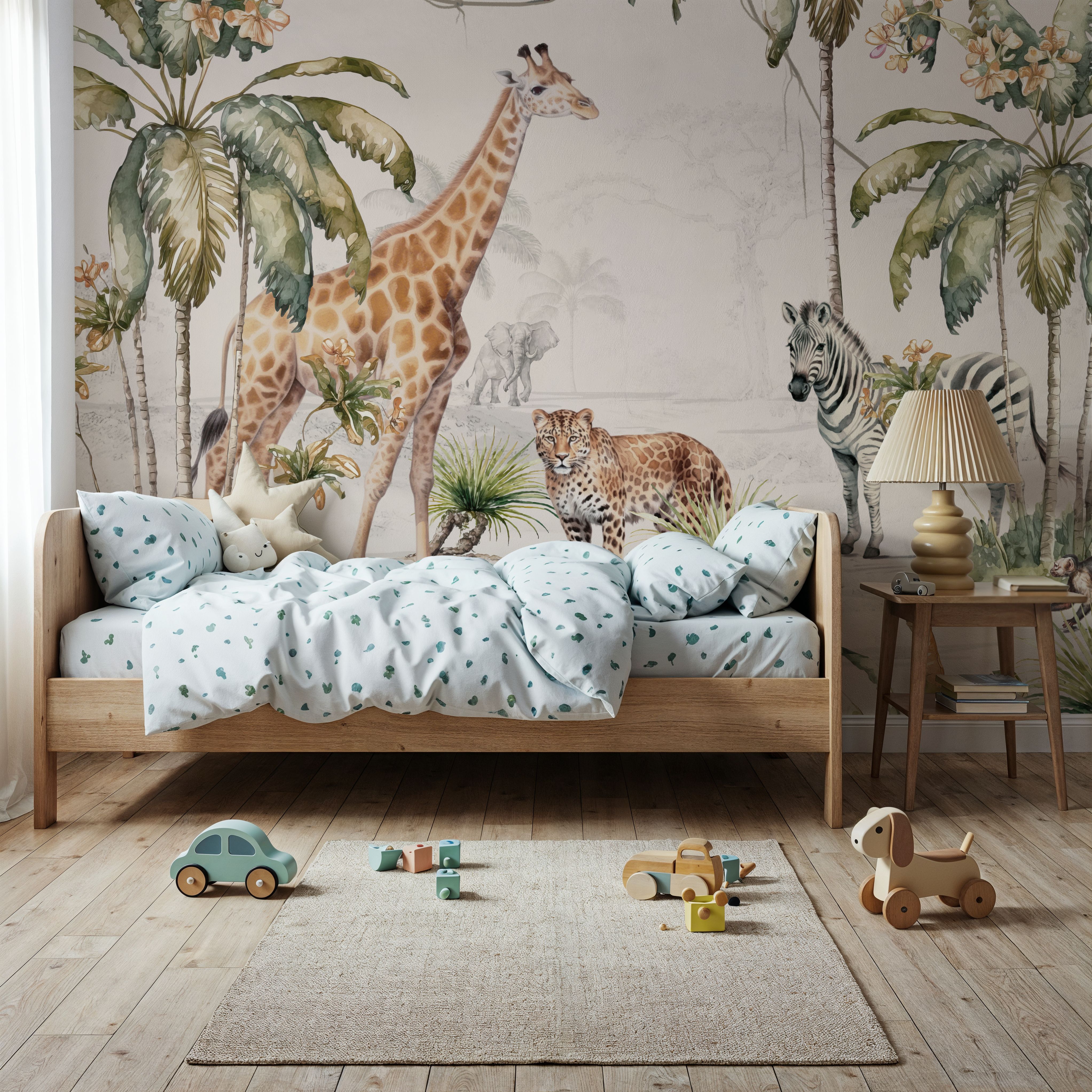 Wall Mural - Whimsical Wildlife - Floral Nature mural wallpaper - Brown - Kids' Room - Wallism US - Premium, Textured or Peel & Stick