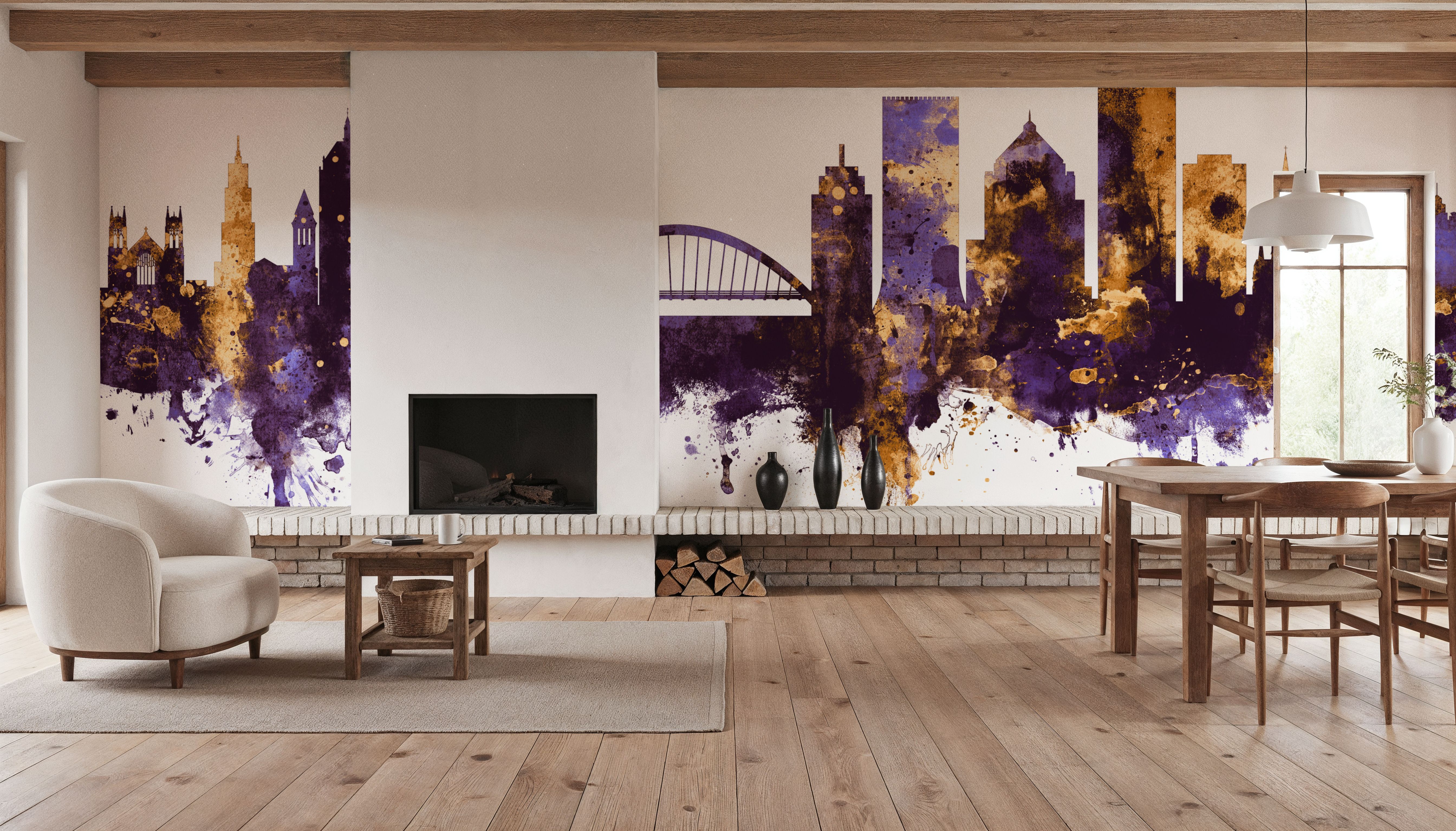 Rochester New York Skyline Purple & Gold