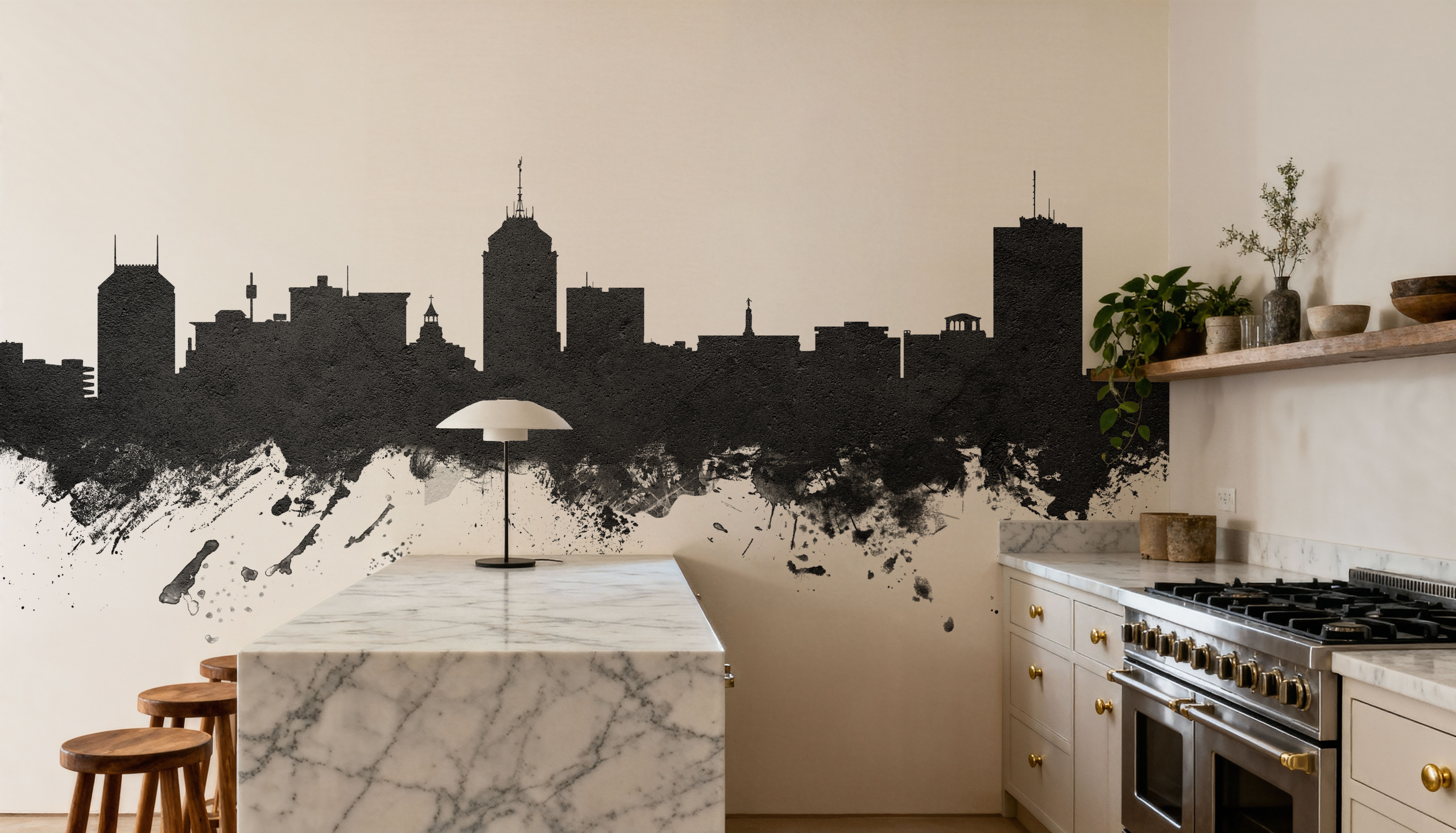 Fresno California Skyline Black & White