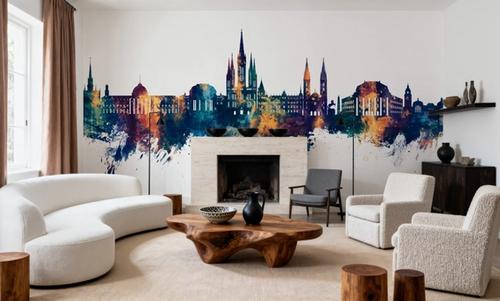 Weisbaden Germany Skyline Blue & Bronze
