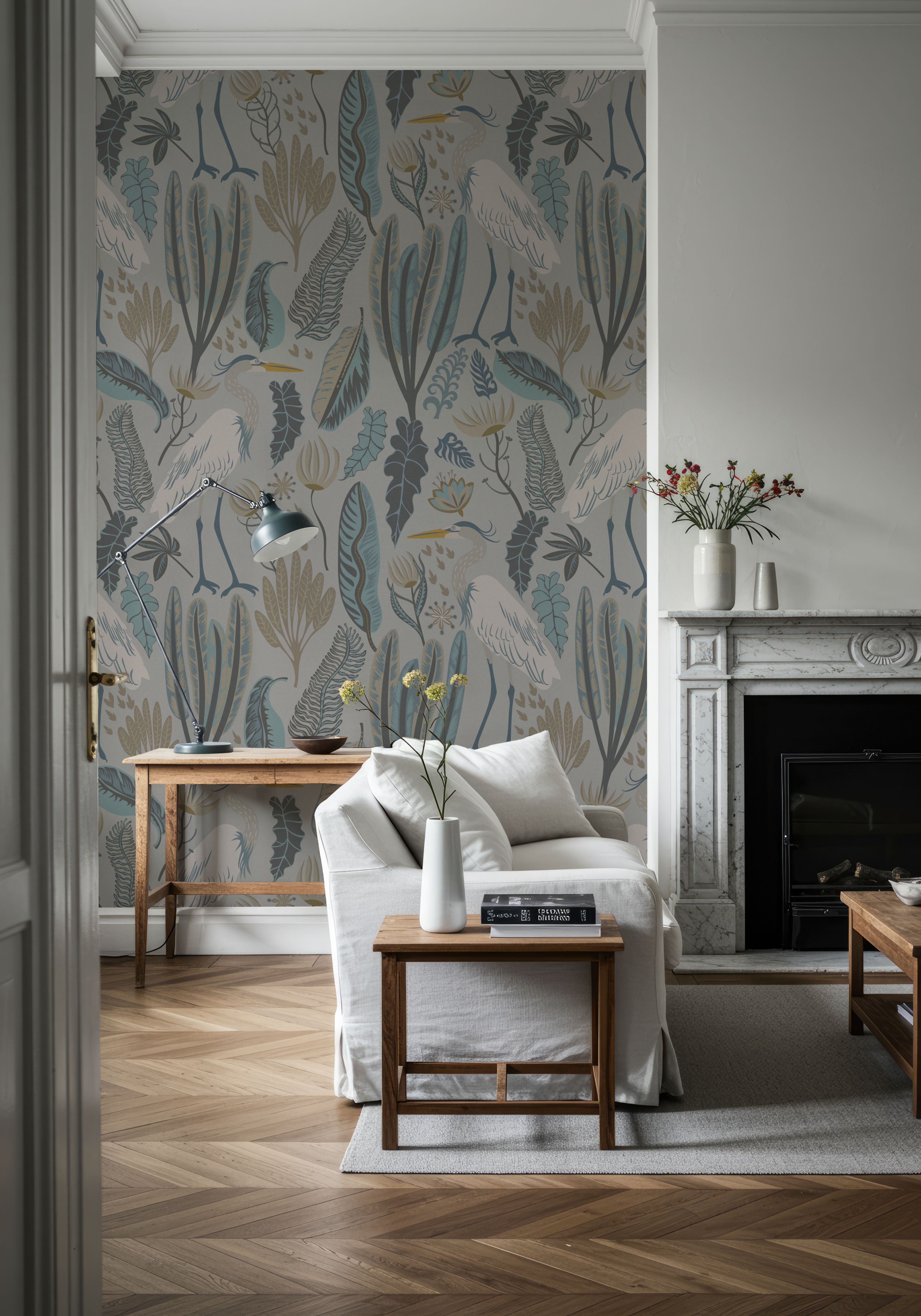 Heron & Plants Moody Beige