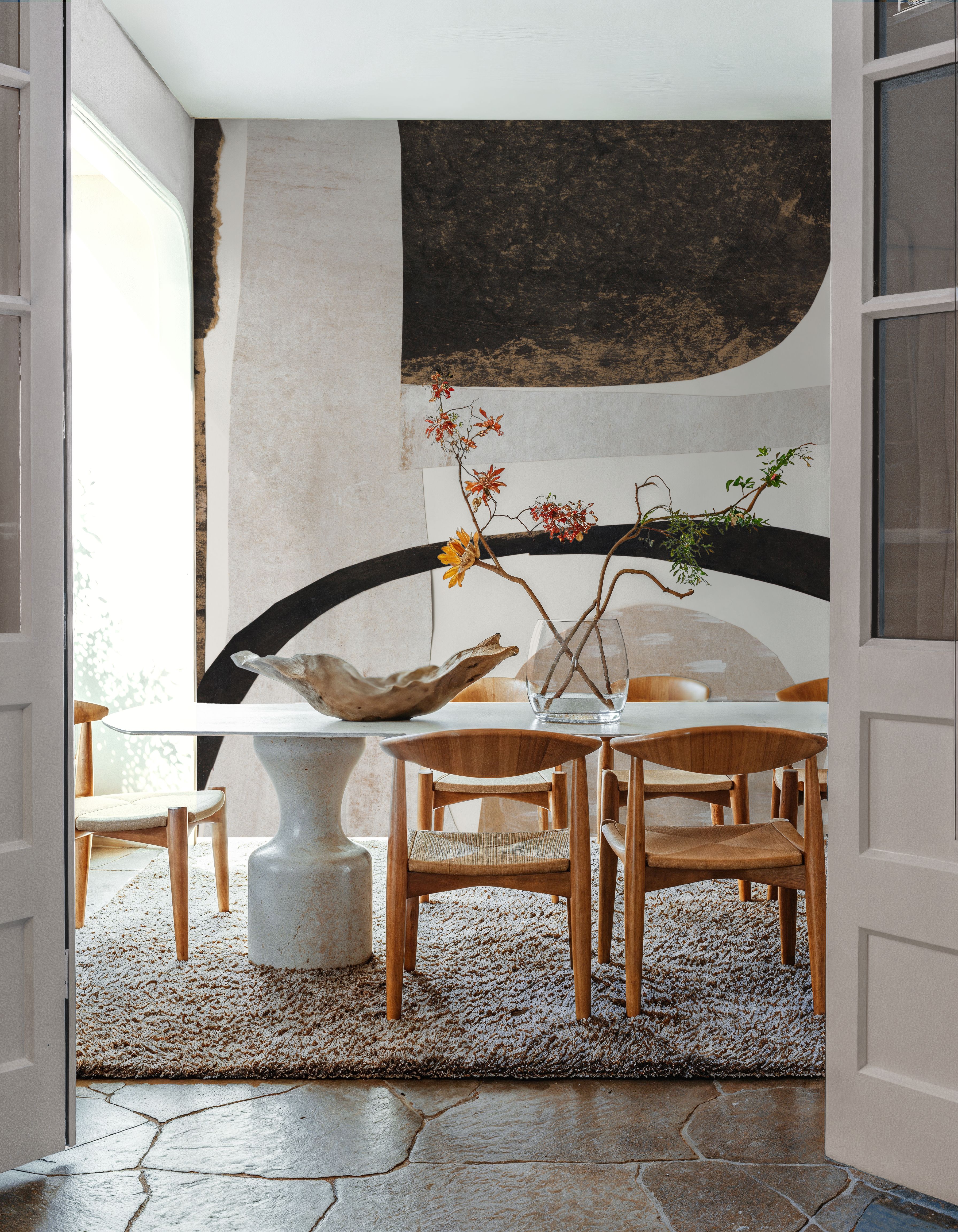 Fotobehang - Connections II - Abstract Kunst Grafische Kunst Mural - Bruin - Eetkamer - Wallism Nederland - Zelfklevend of Vliesbehang