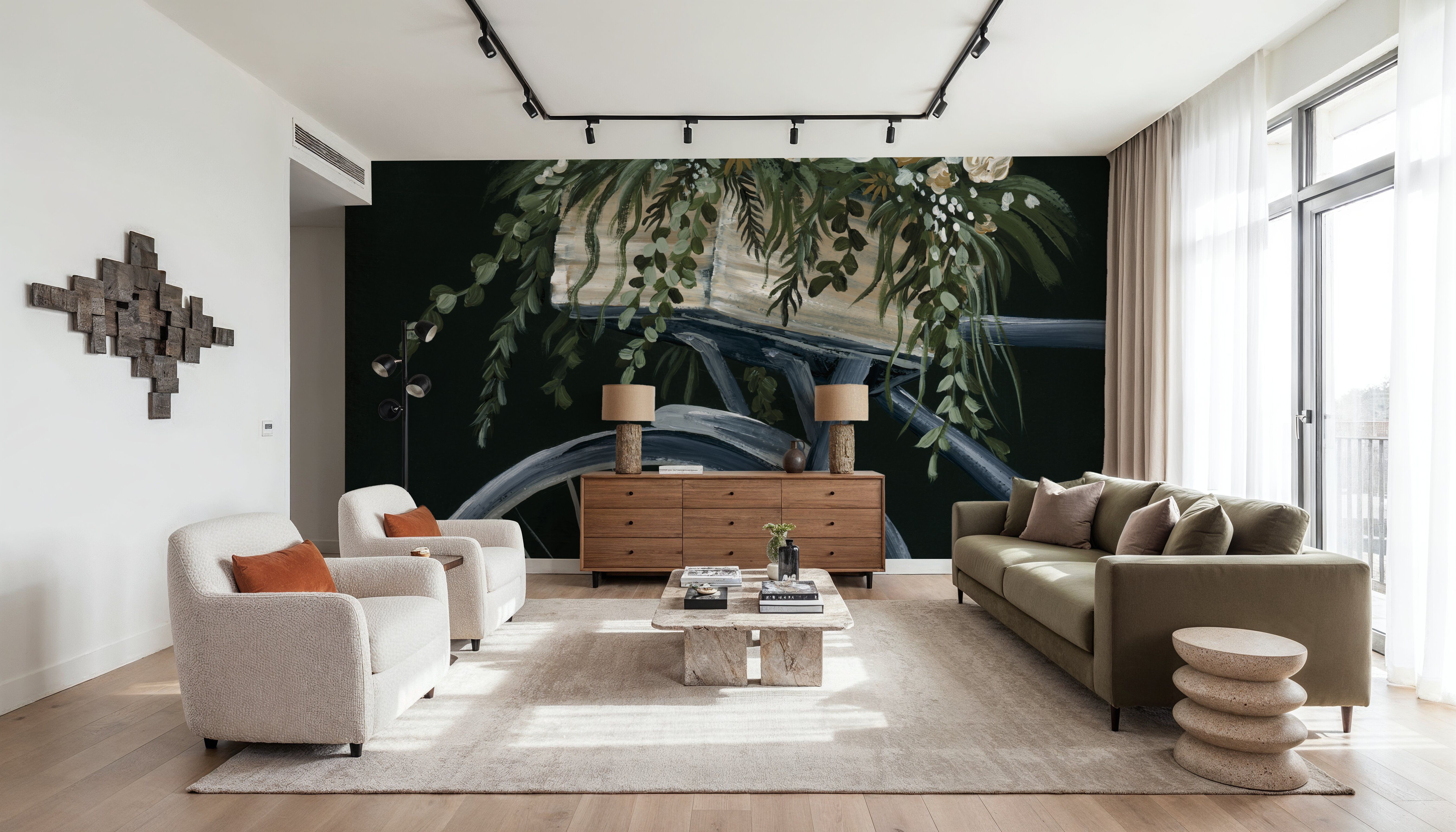 Vintage Bicycle with Florals, Tapeten