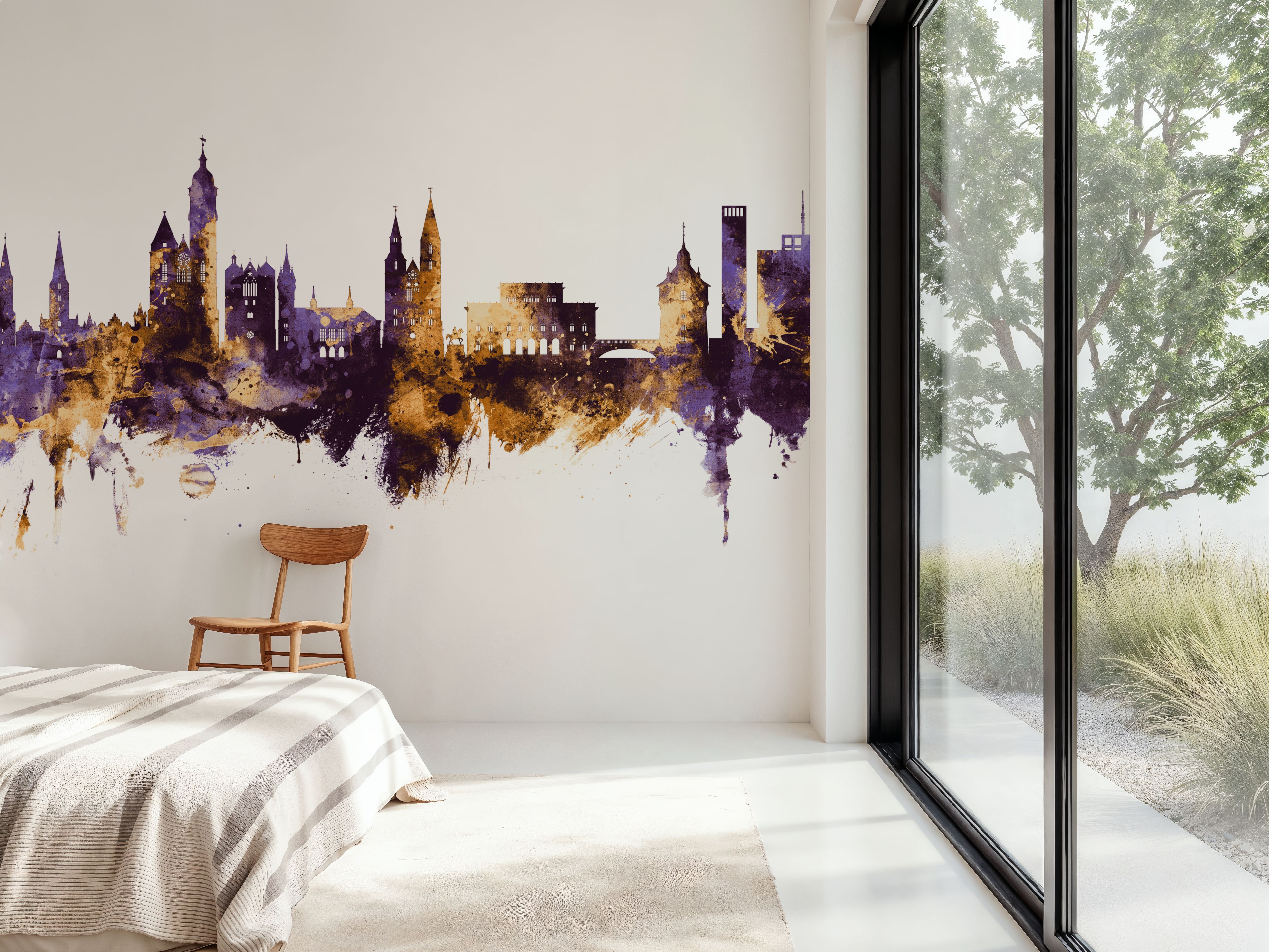 Braunschweig Germany Skyline Purple & Gold