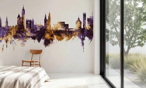 Braunschweig Germany Skyline Purple & Gold