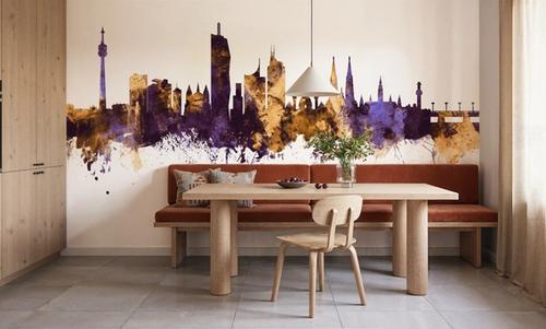 Vienna Austria Skyline Purple & Gold