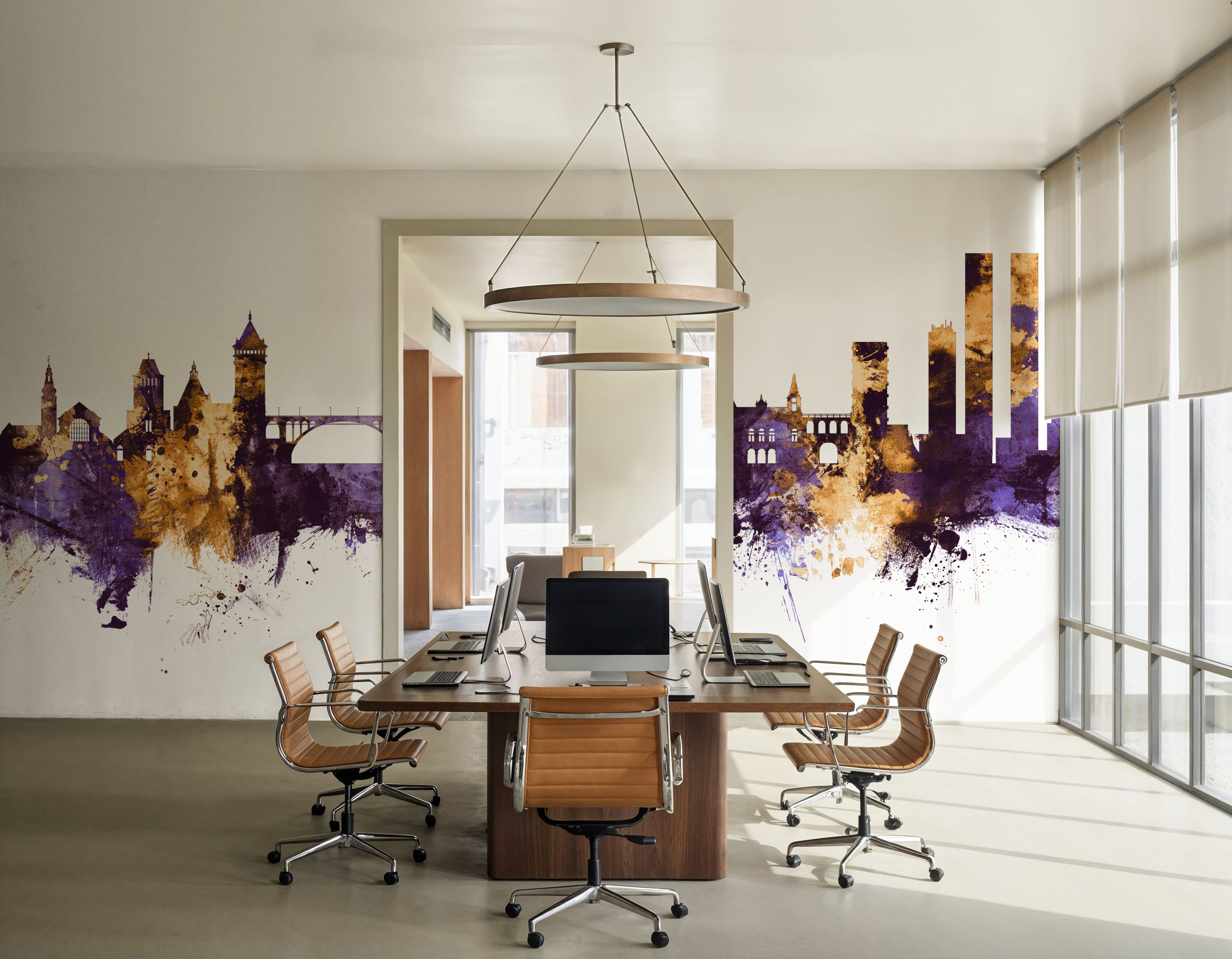 Luxembourg City Skyline Purple & Gold