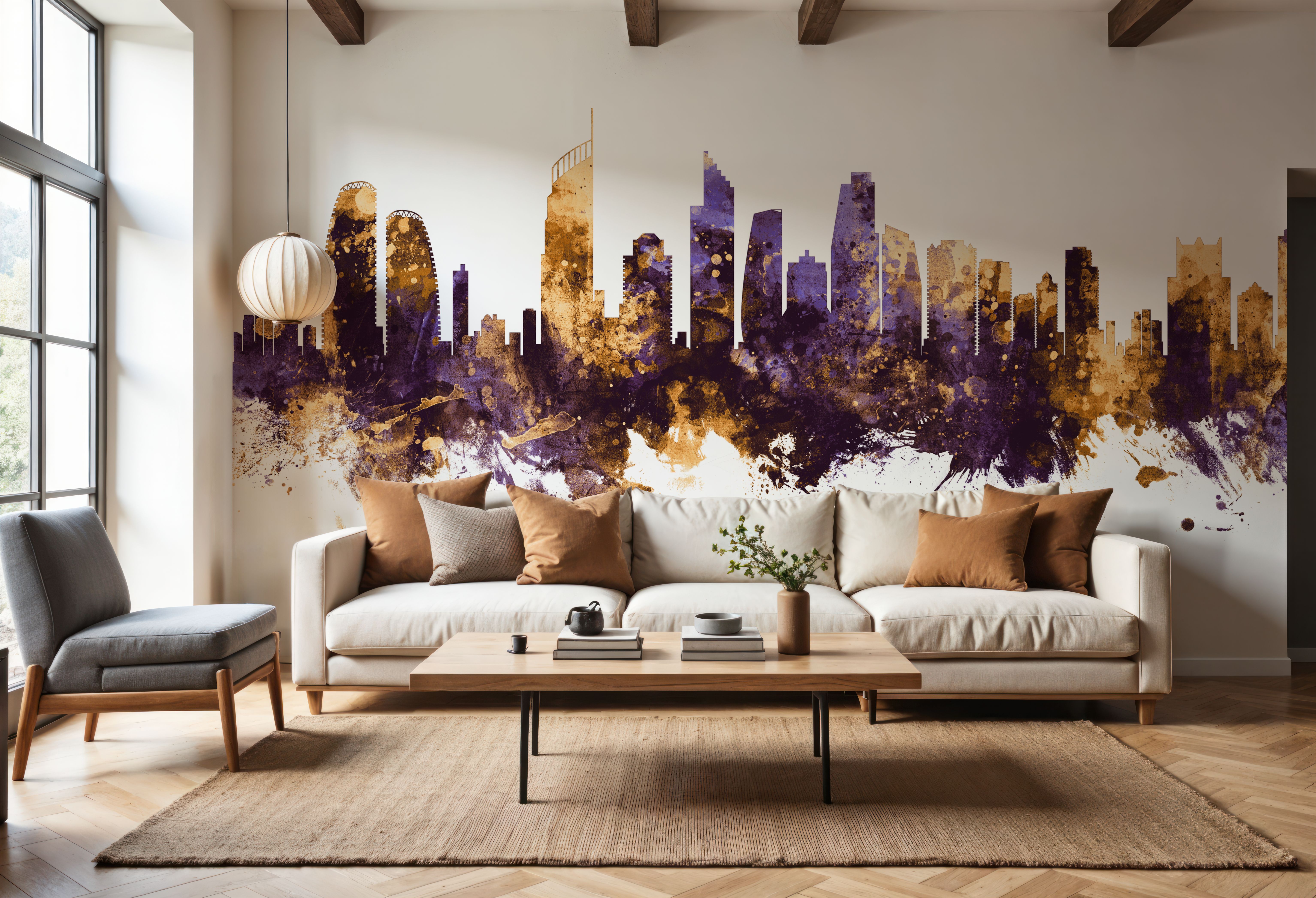 Gold Coast Australia Skyline Purple & Gold