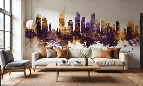 Gold Coast Australia Skyline Purple & Gold