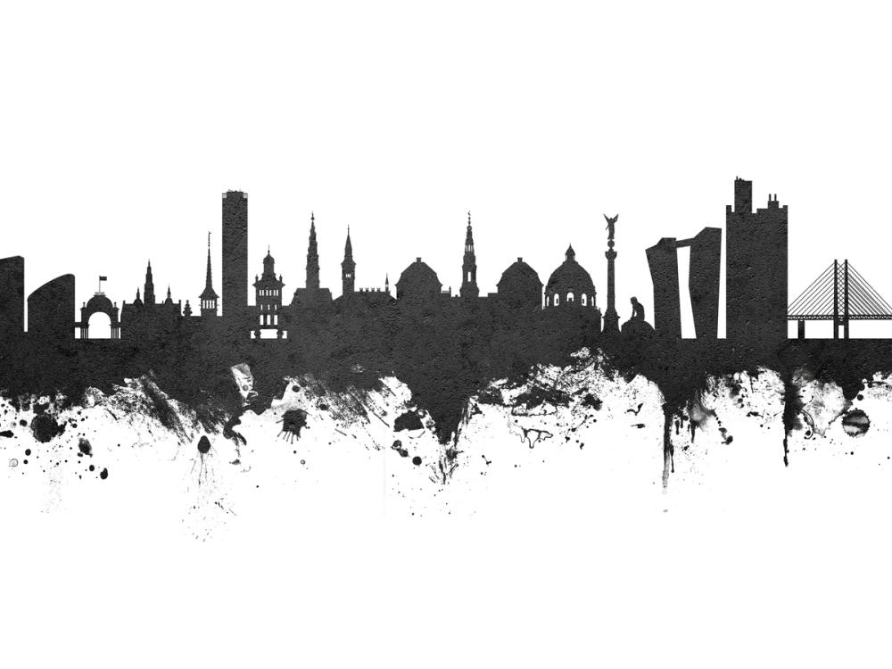 Copenhagen Skyline Black & White