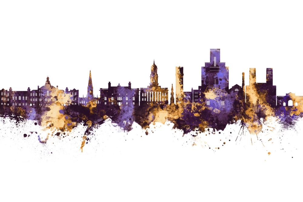 Birkehead England Skyline Purple & Gold
