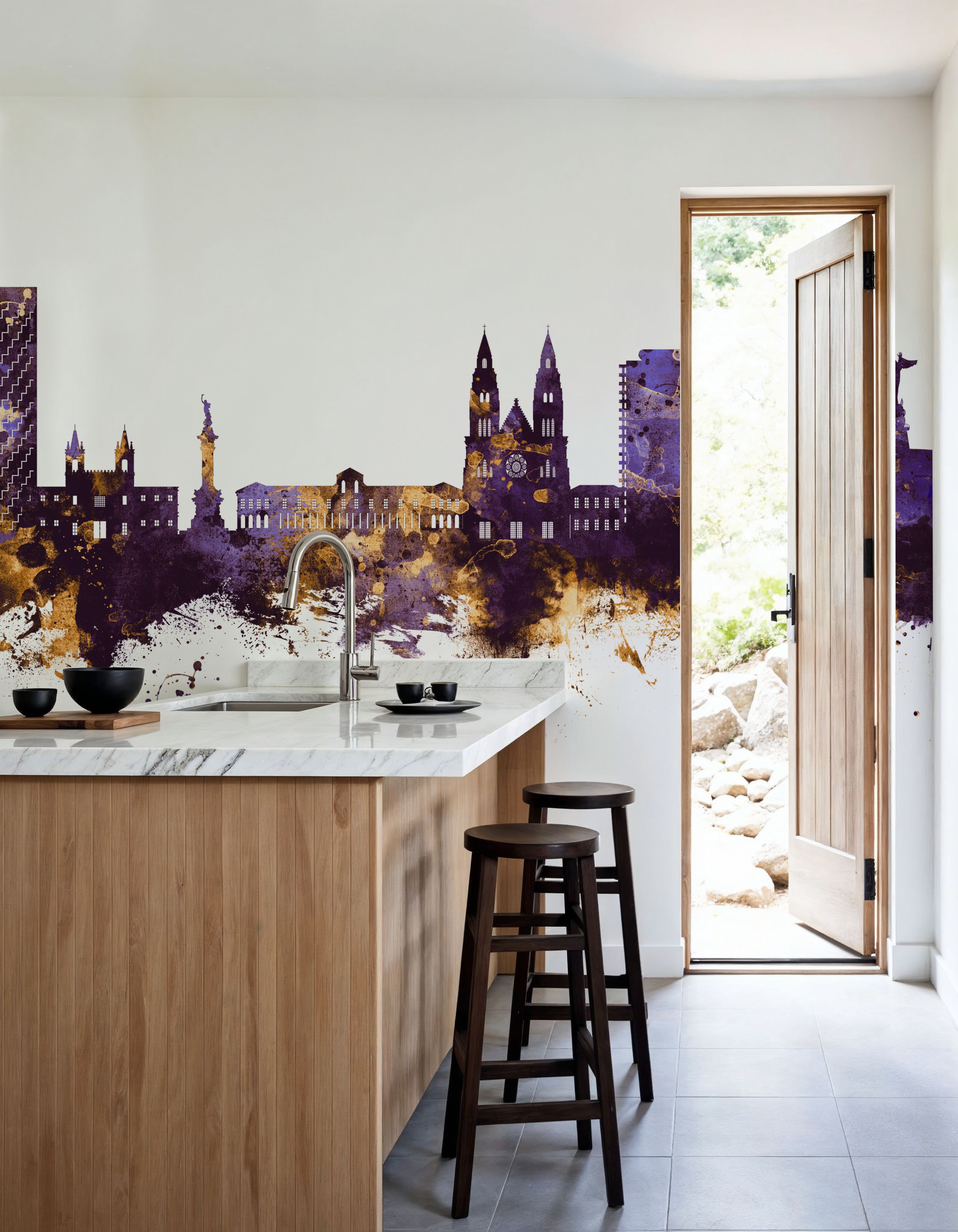 Quito Ecuador Skyline Purple & Gold