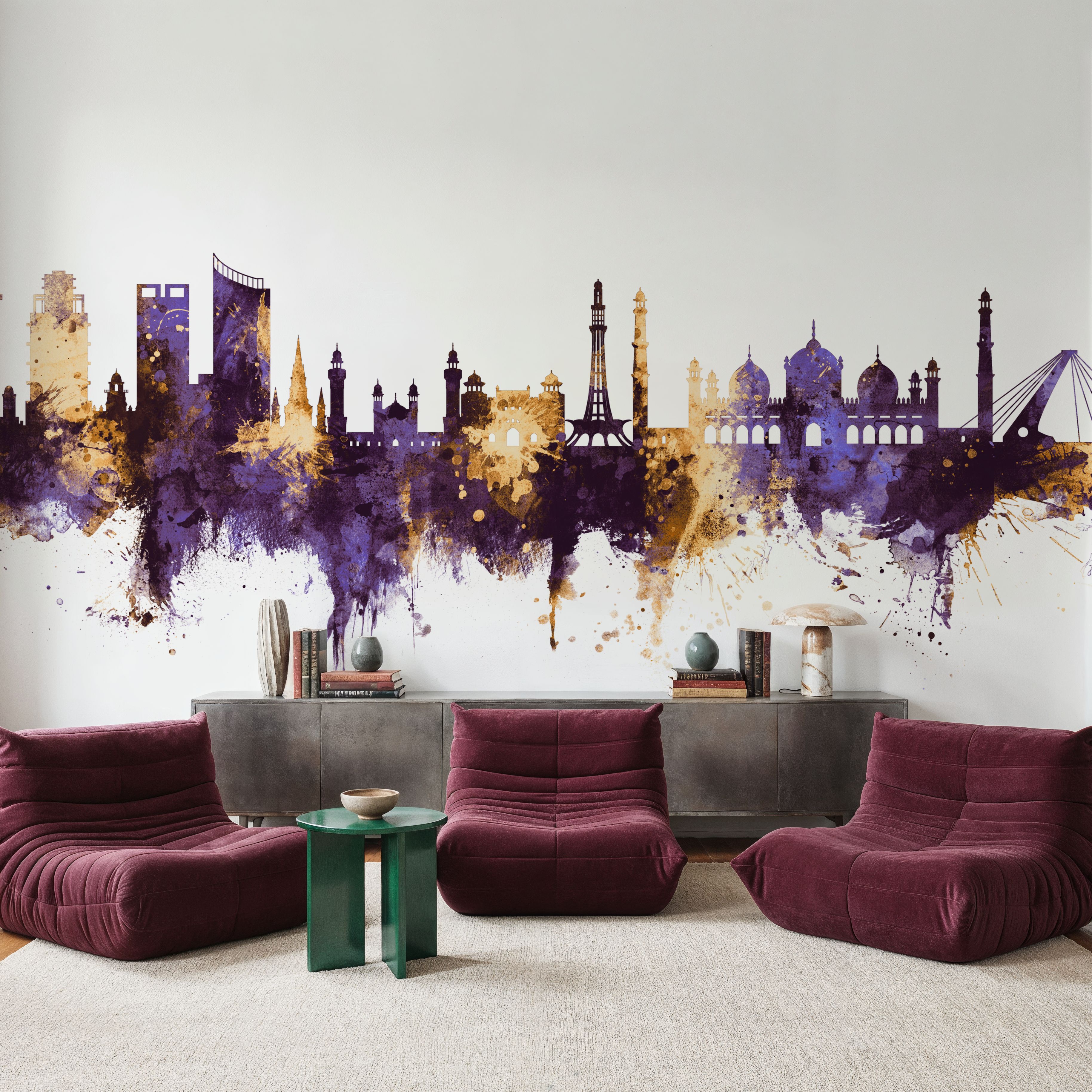 Lahore Pakistan Skyline Purple & Gold