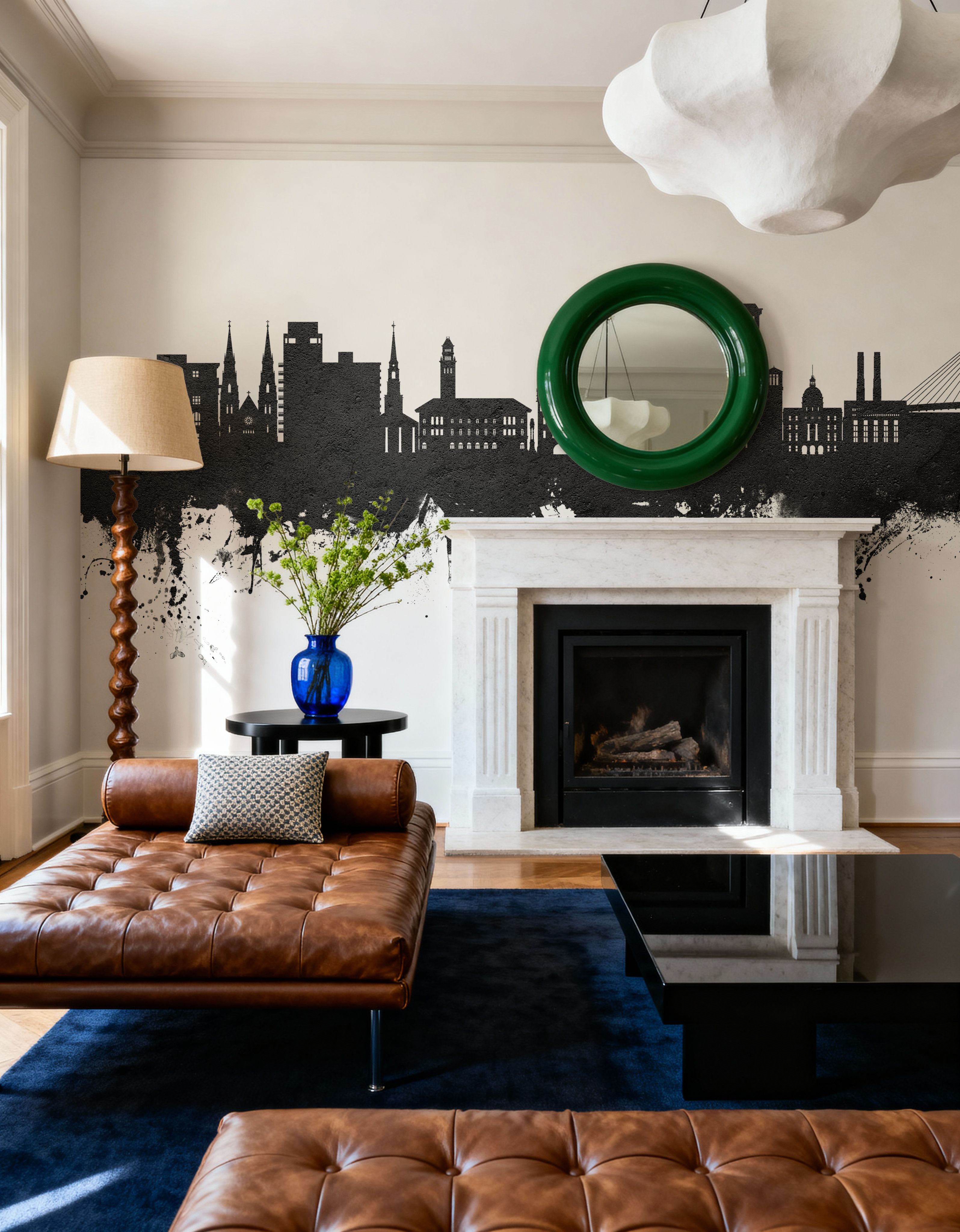 Savannah Georgia Skyline Black & White