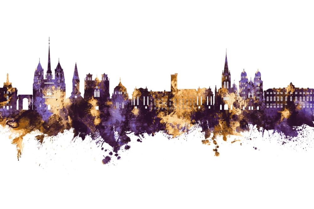 Dijon France Skyline Purple & Gold