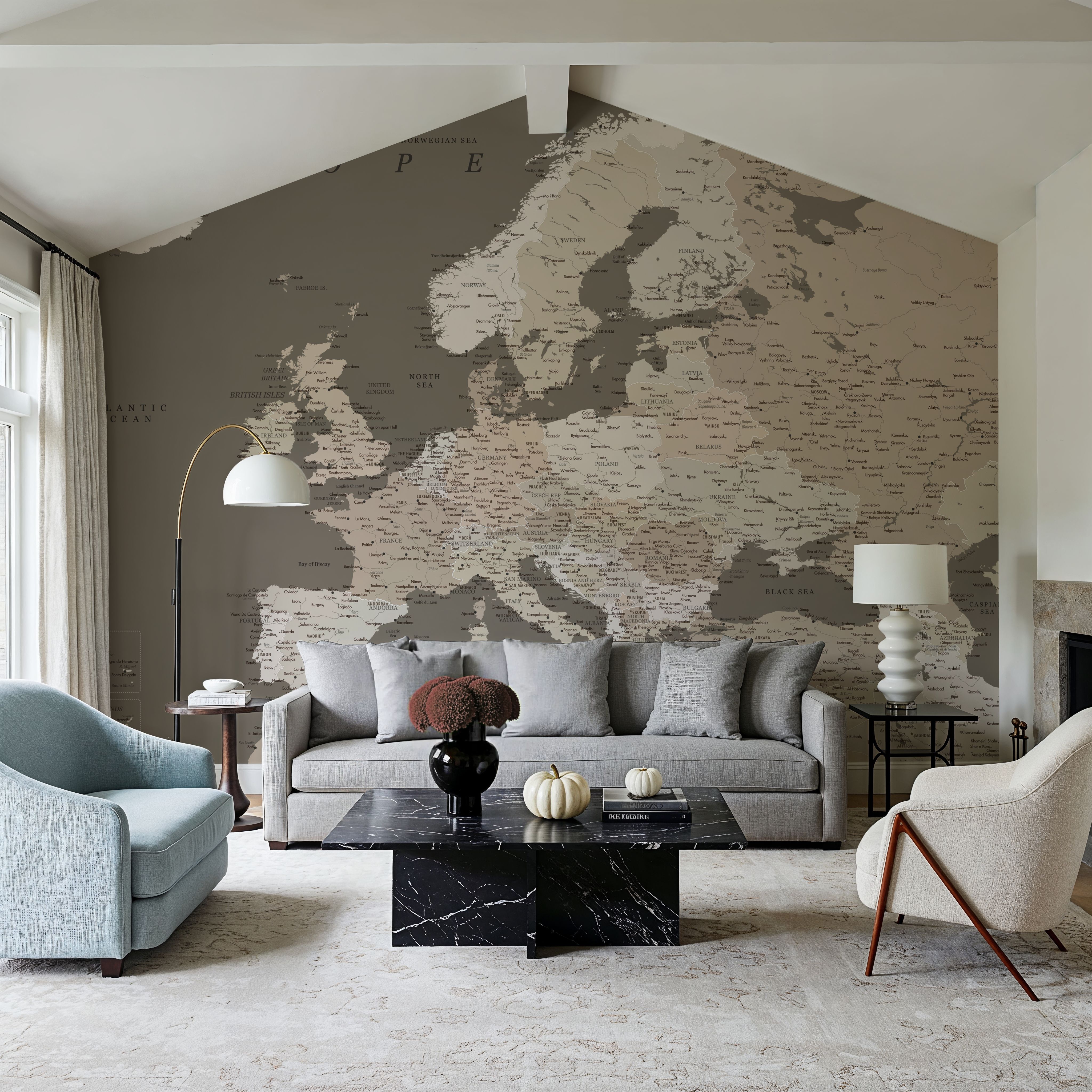 Europe Map Detailed - Earthy