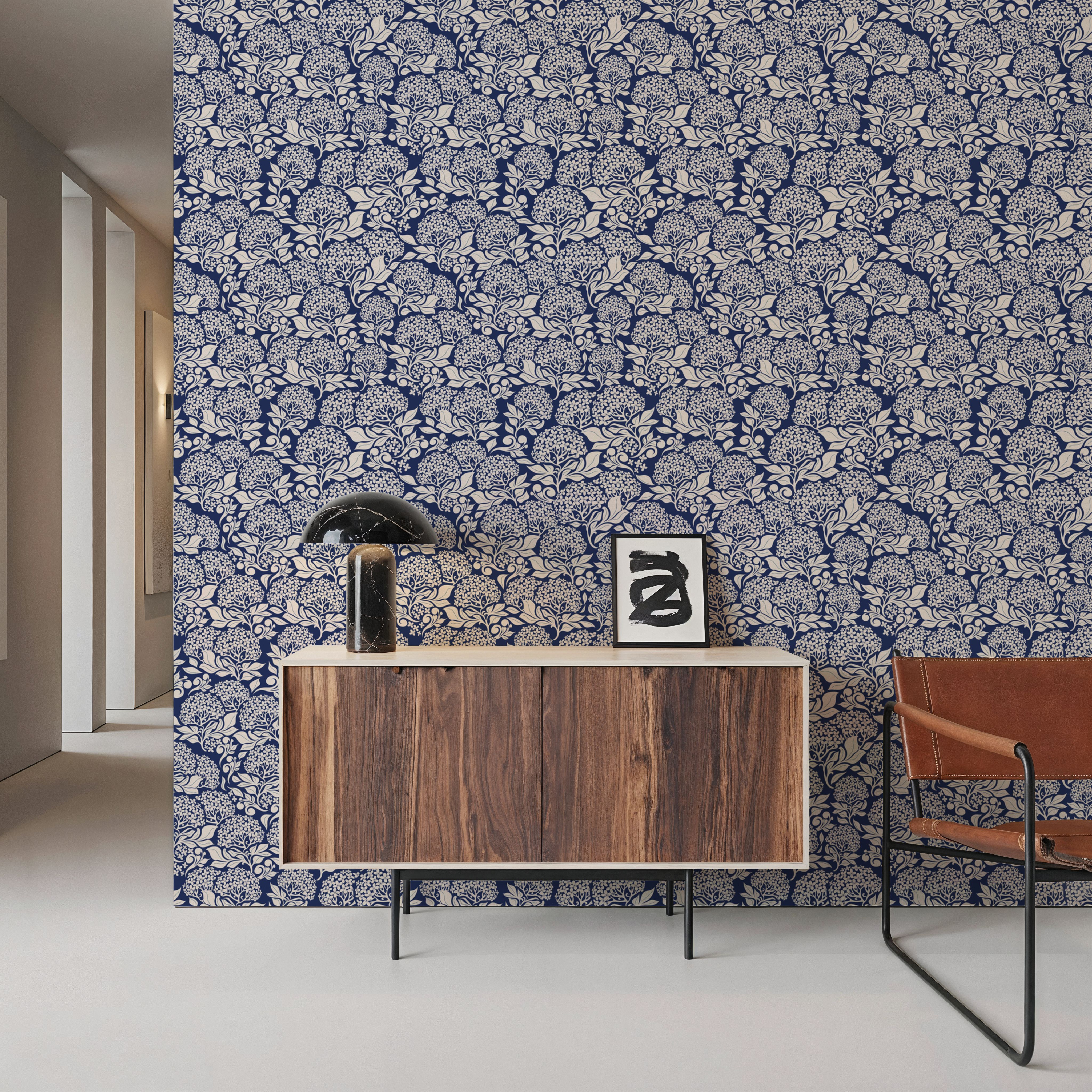 Hydrangea, Navy, Tapet
