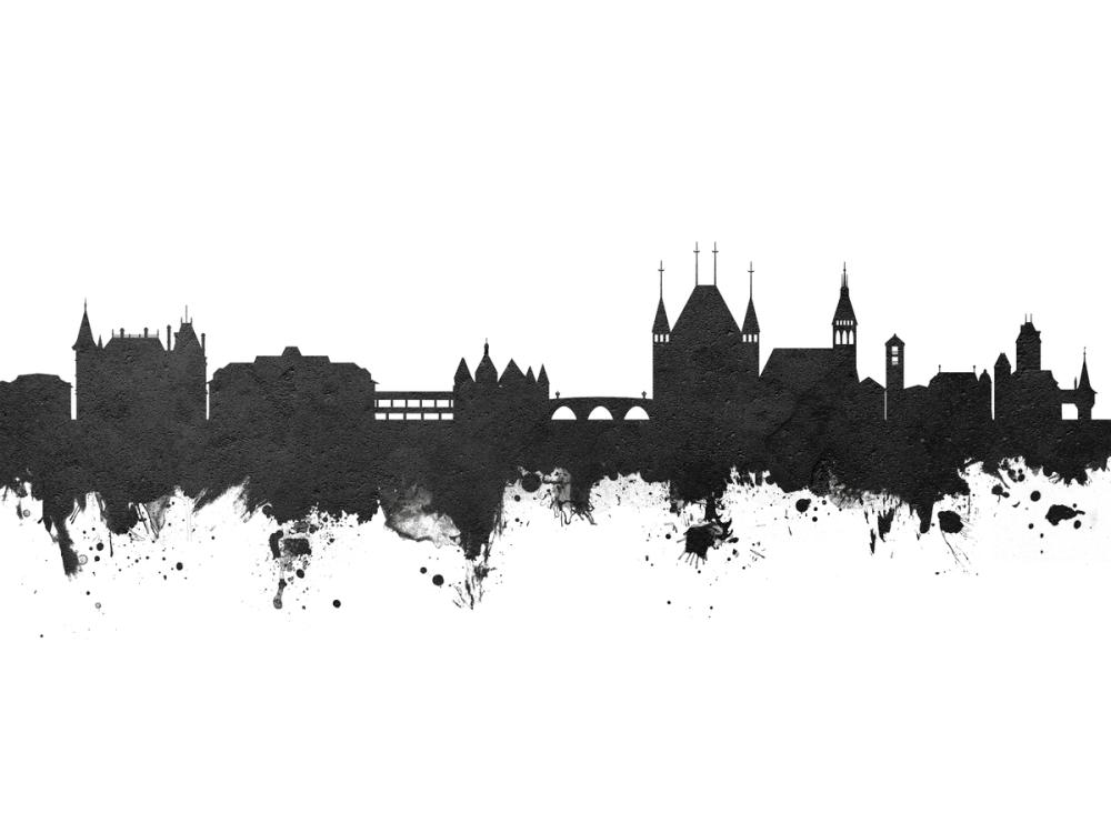 Thun Switzerland Skyline Black & White