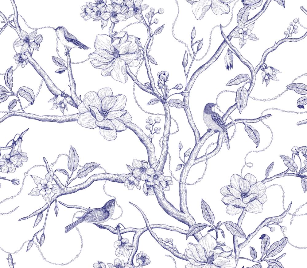 Trailing Tree of Life, Blue on White